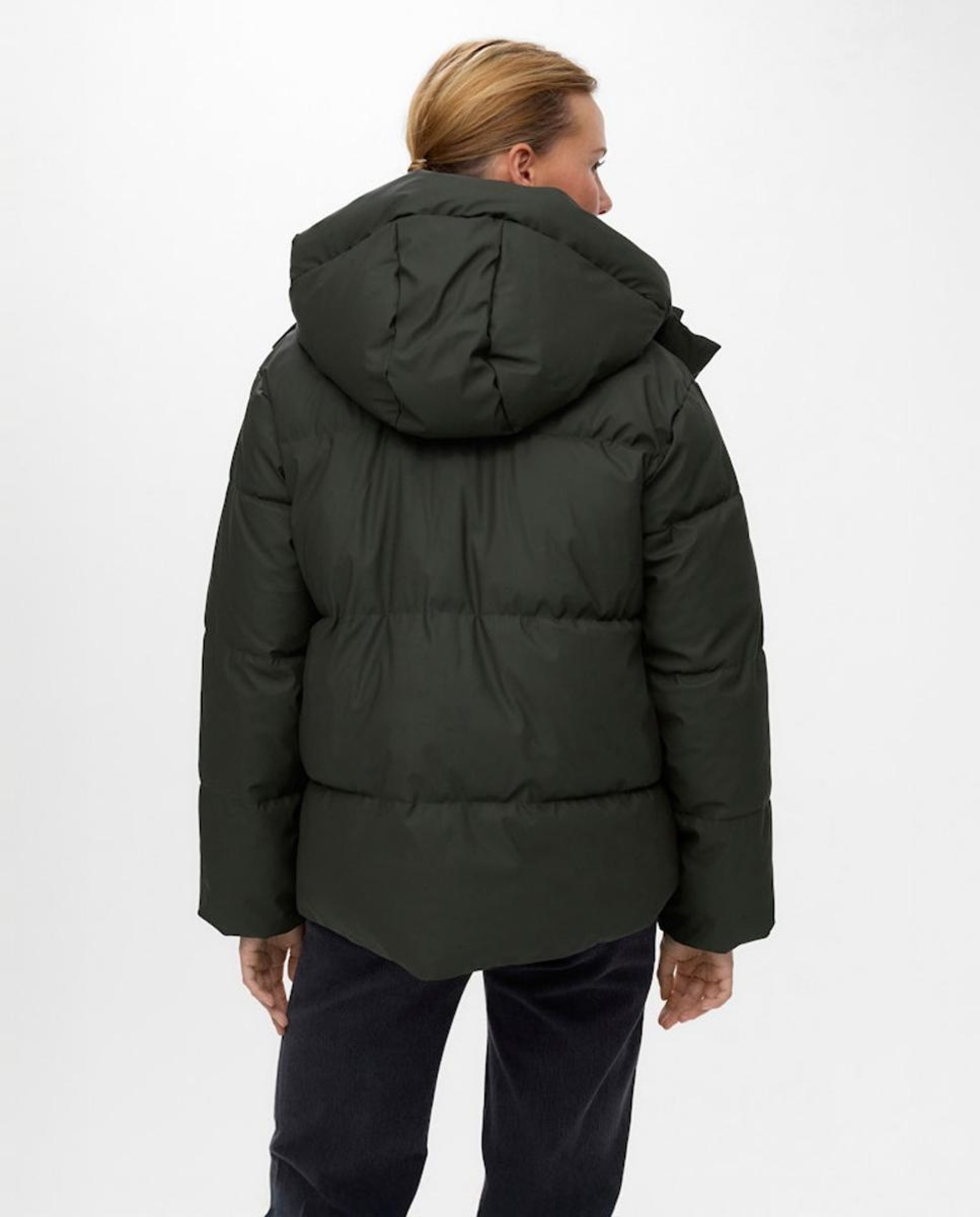 Sobretudo Acolchoado com Gorro Verde pardo-2