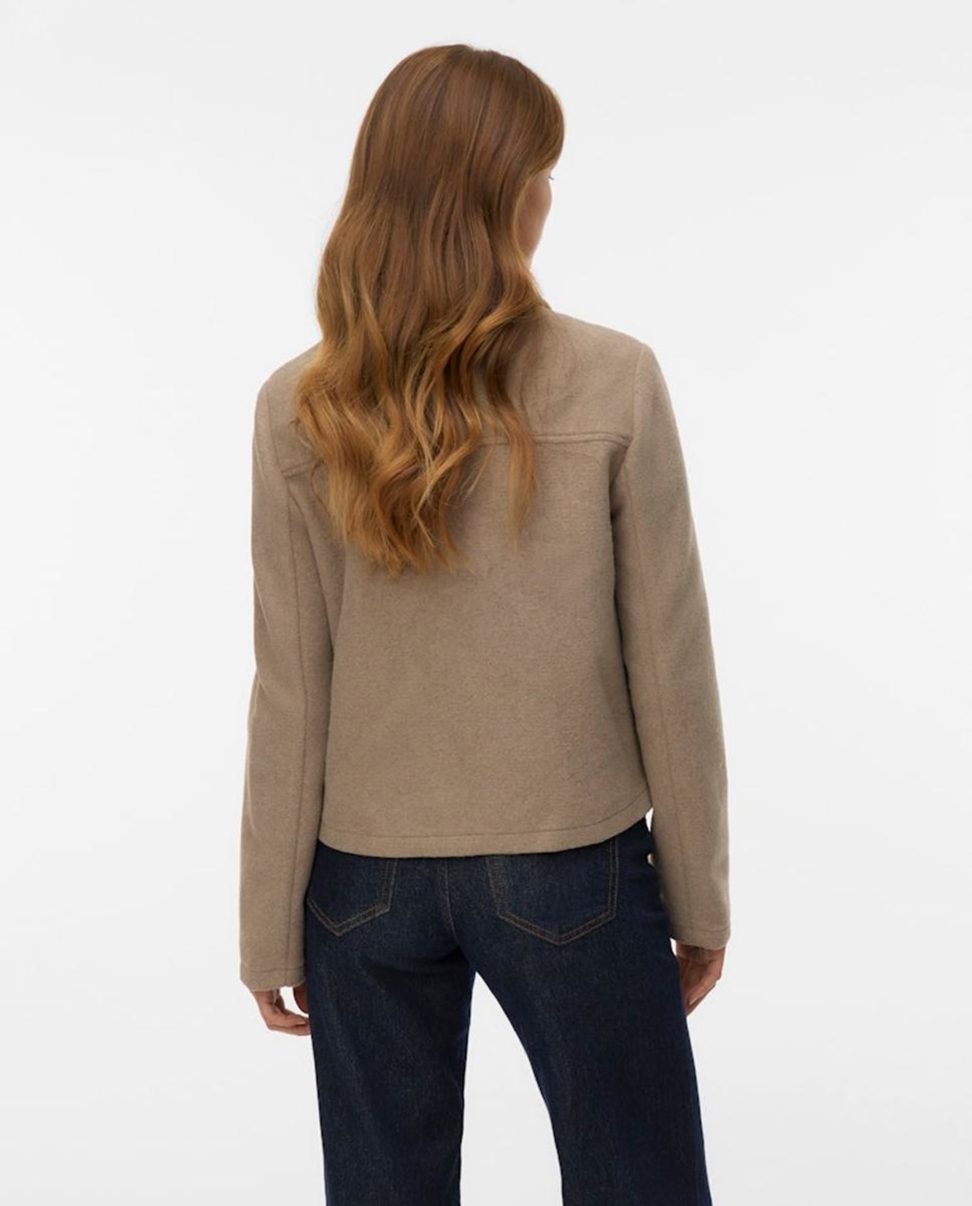 Casaco de Pano com Colarinho de Polo Caramelo-2