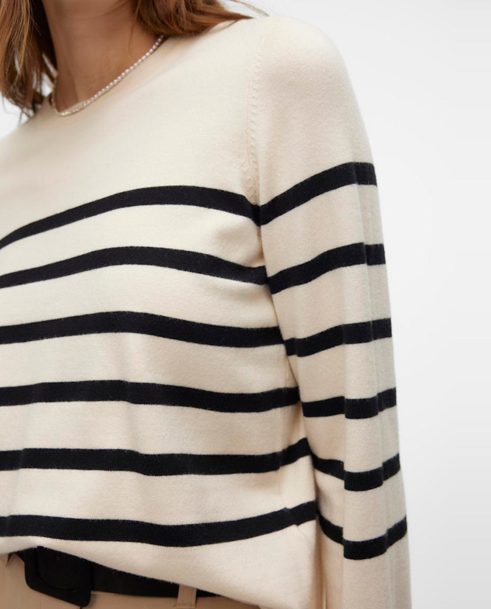 Camisola de Malha às Riscas Branco-3