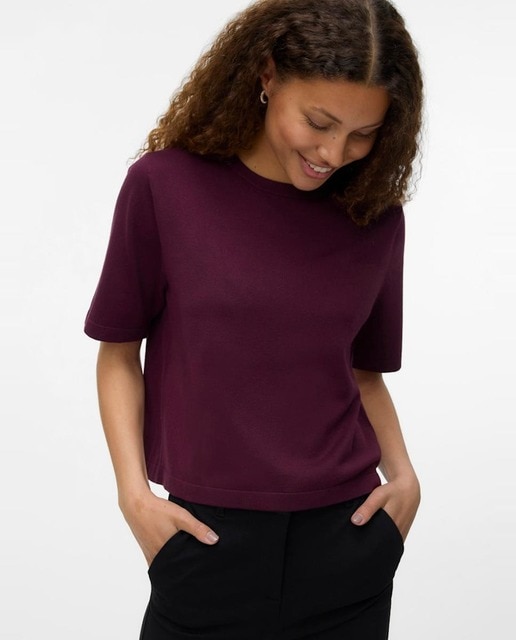 Imagen 0 de Jersey de punto fino de mujer de manga corta