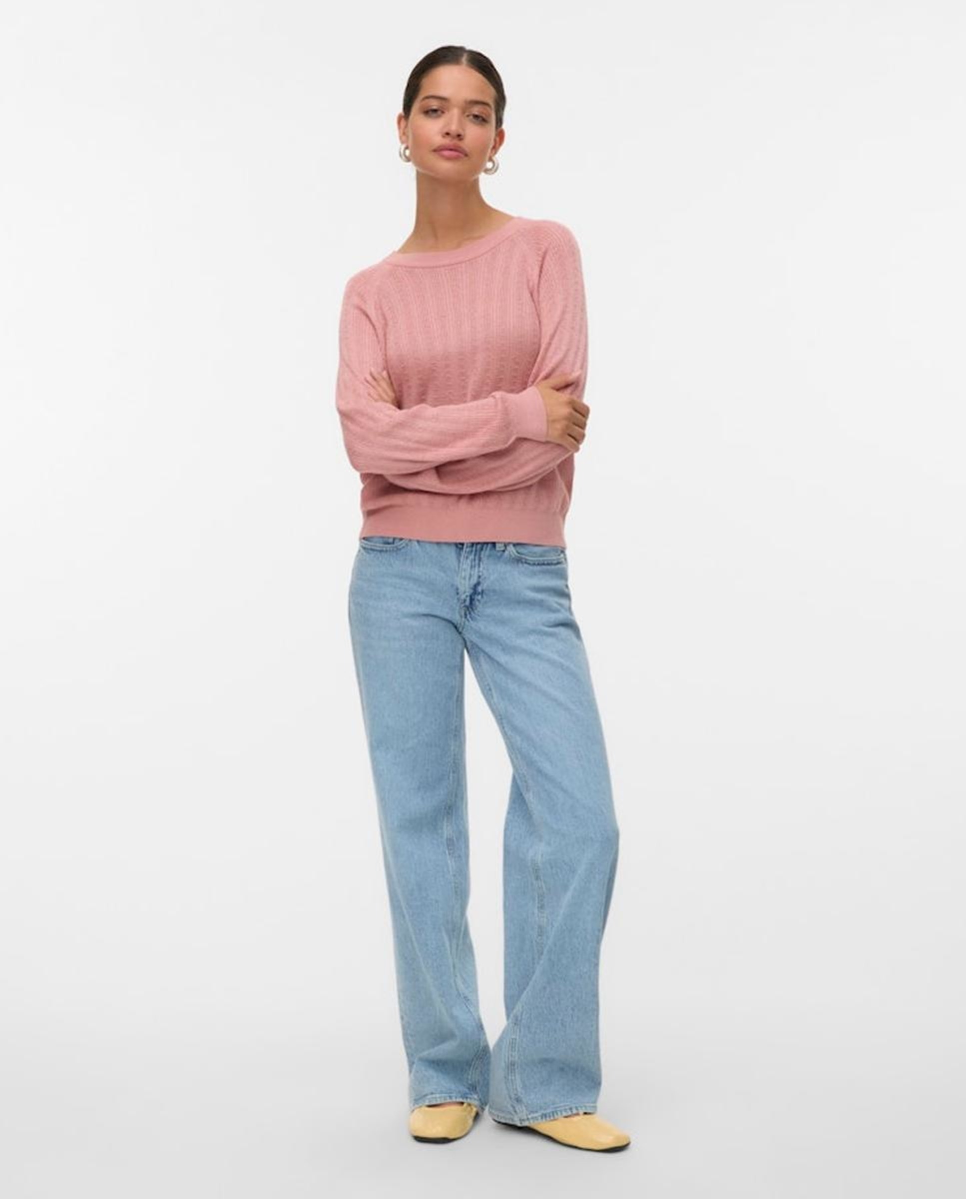 Camisola de Malha Fina com Manga Comprida Rosa-4