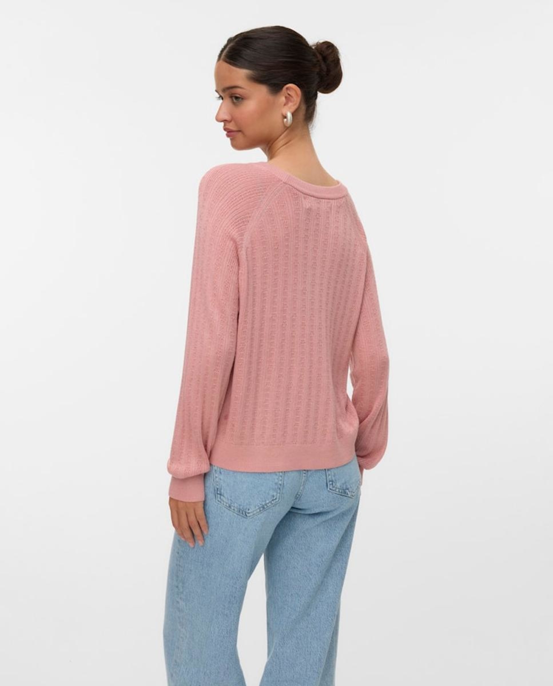 Camisola de Malha Fina com Manga Comprida Rosa-3