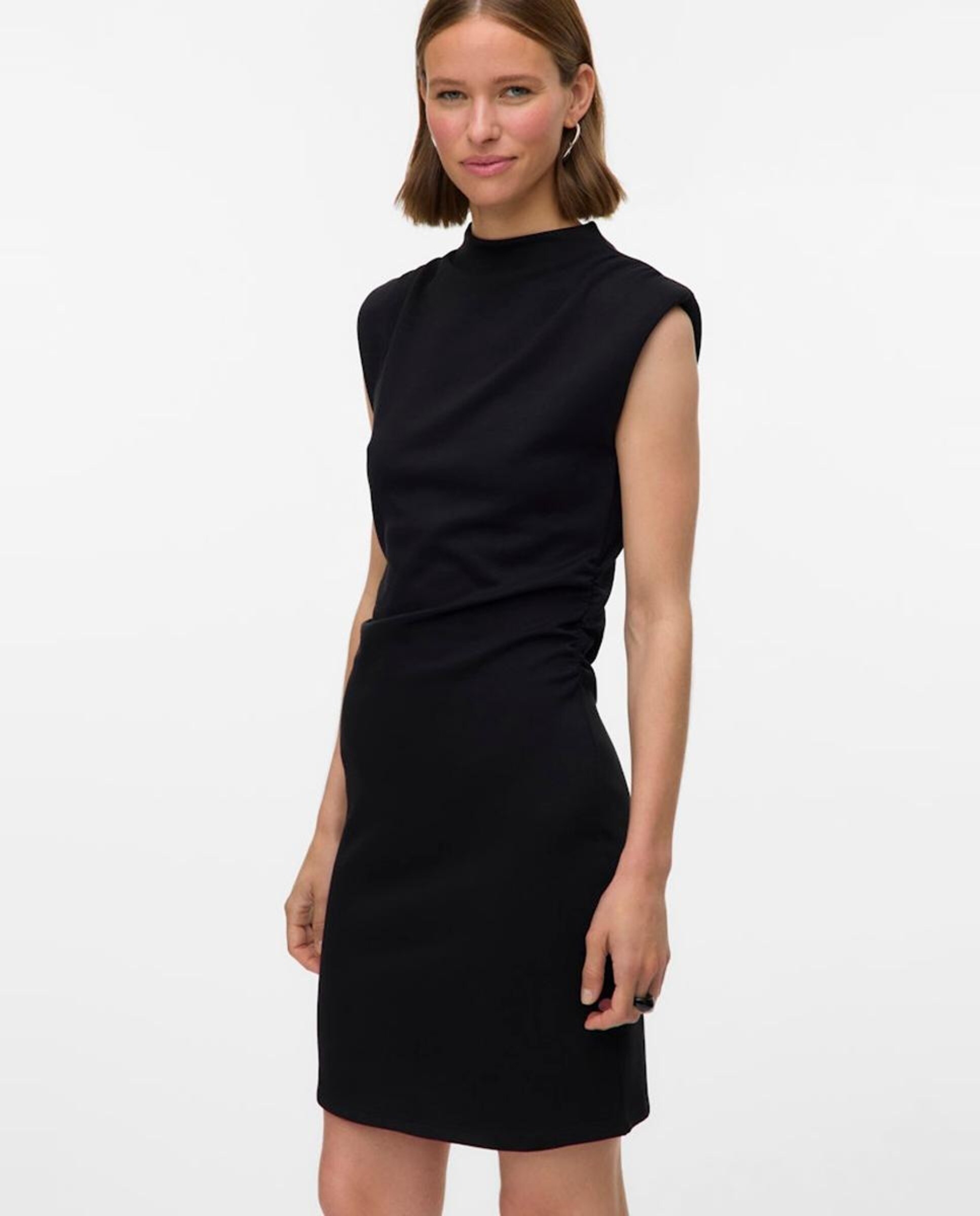Vestido Curto com Meia Gola Preto-2
