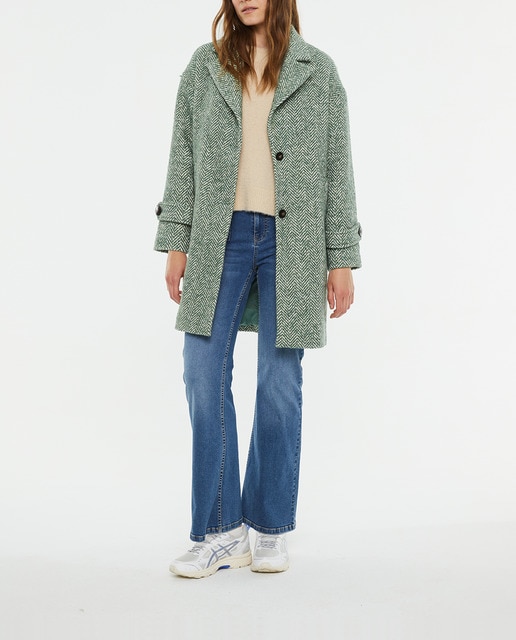 Imagen 0 de Abrigo de mujer de espiga solapa ancha