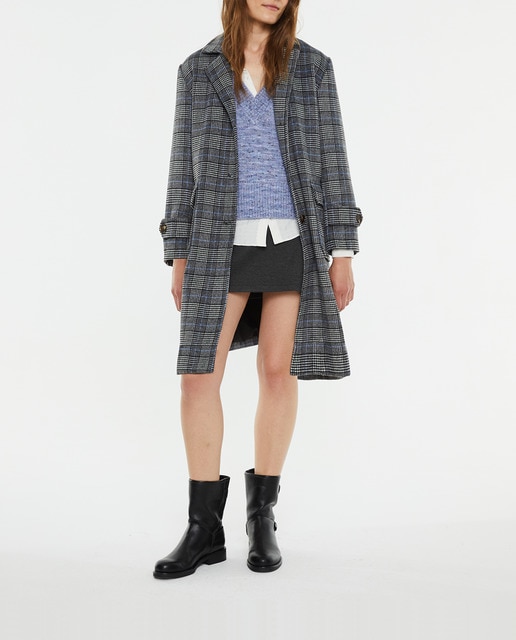 Imagen 0 de Abrigo de mujer midi de cuadros cuello solapa