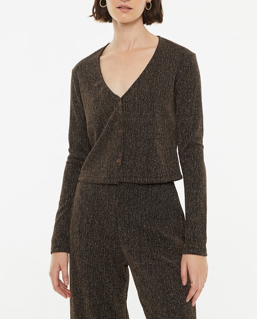 Imagen 0 de Cárdigan ajustado de manga larga con brillo