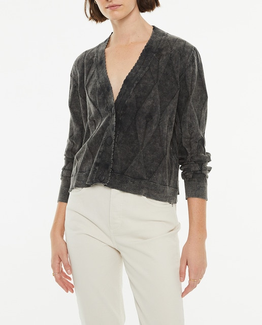 Imagen 0 de Cárdigan de mujer cuello pico tinte efecto desgastado