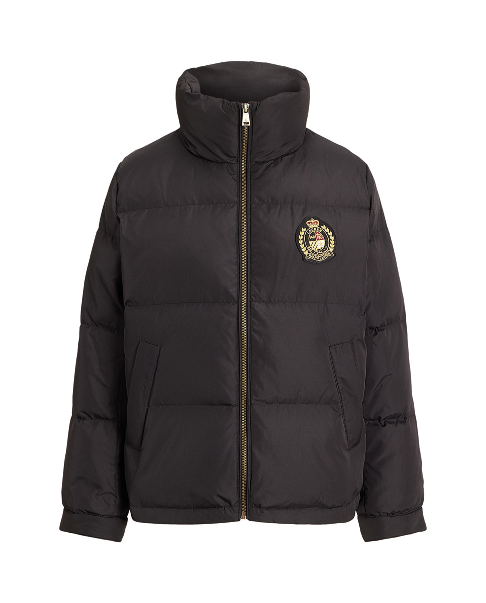 Blusão Acolchoado Curto com Gola Alta Preto-6