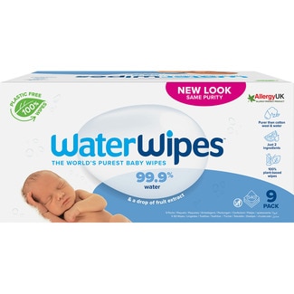 toallitas húmedas infantiles 99.9% agua y una gota de extracto de fruta caja 9 envases de 60 unidades - Waterwipes