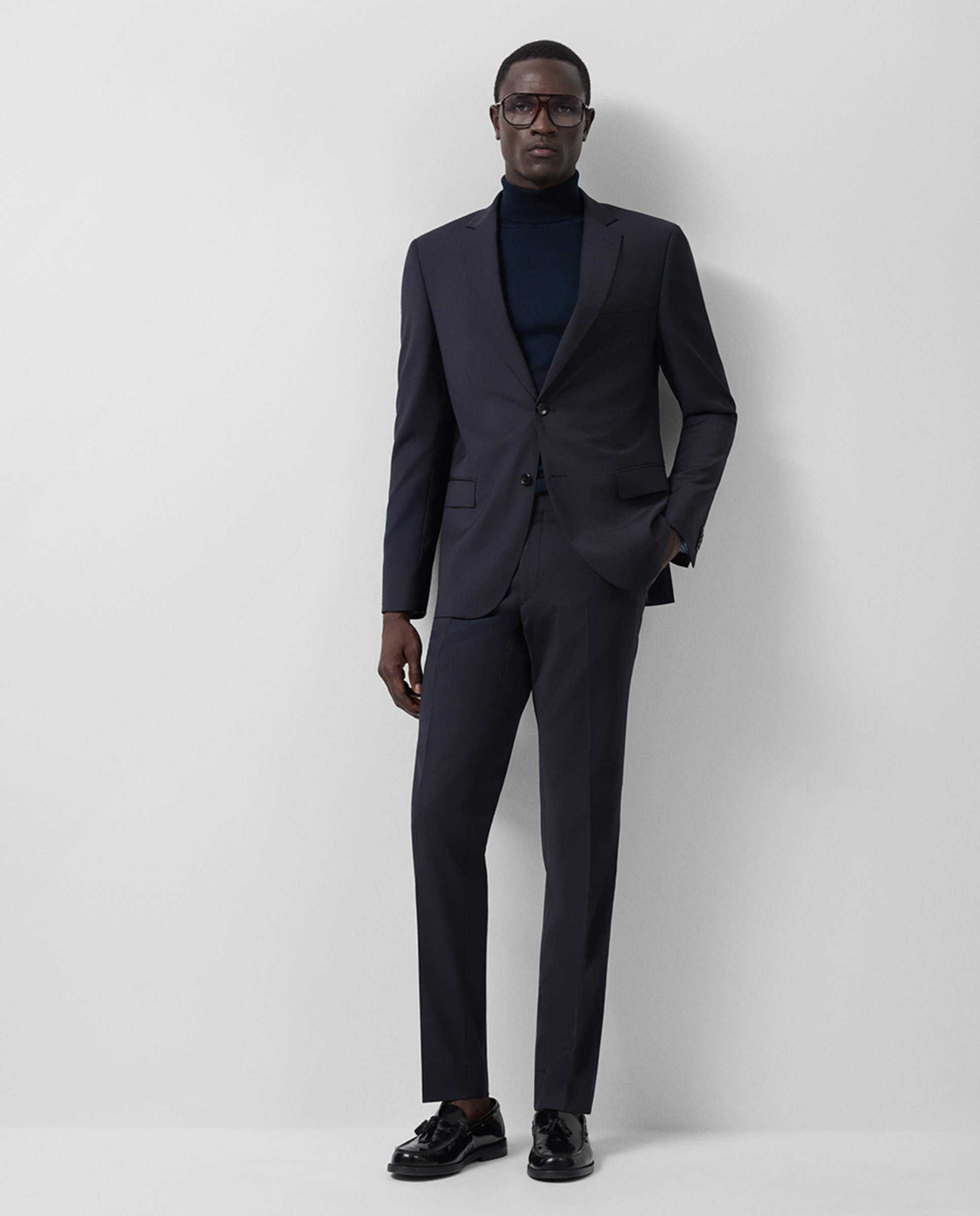 Fato Slim Fit Half Canvas Liso Azul-marinho-10