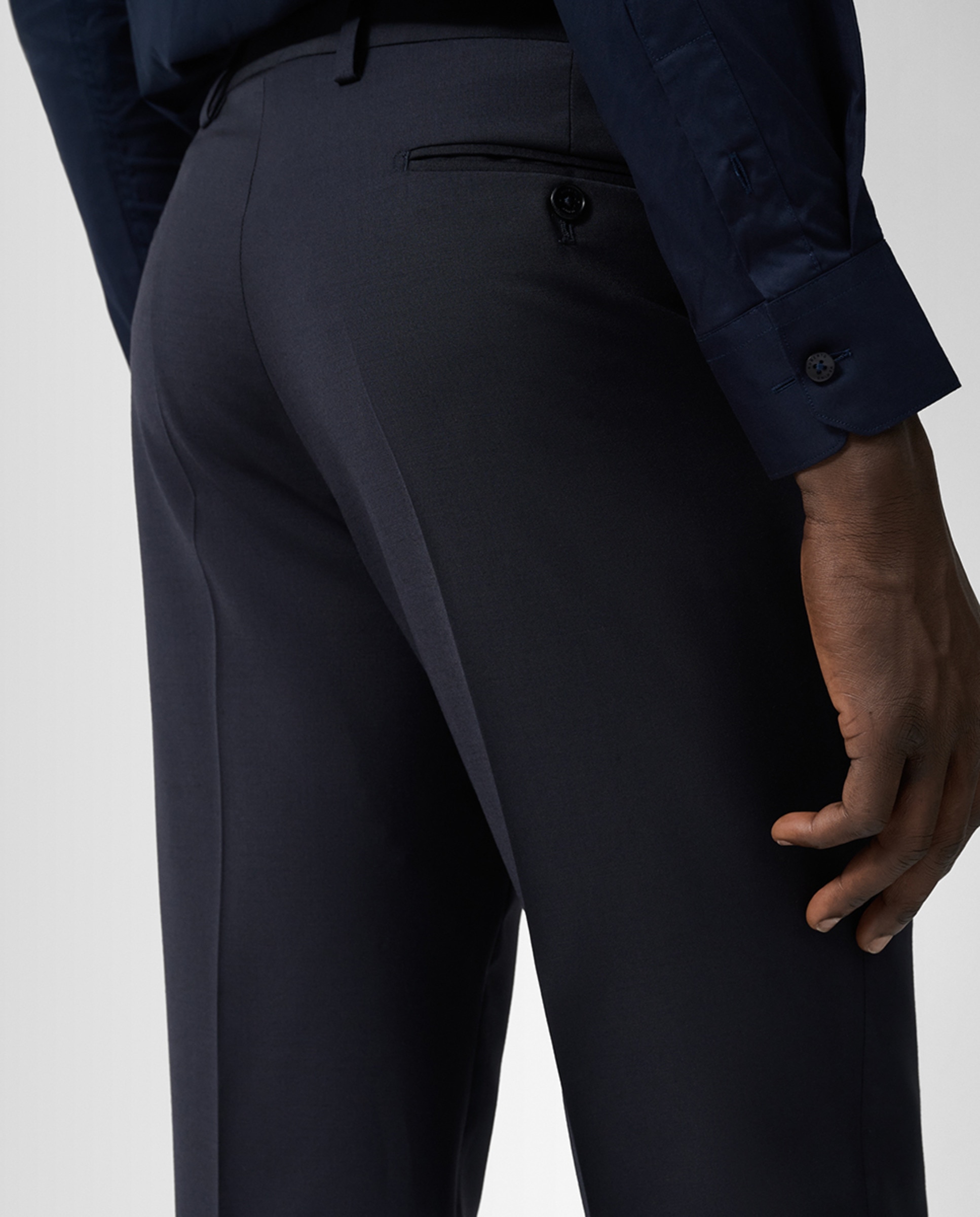 Fato Slim Fit Half Canvas Liso Azul-marinho-6