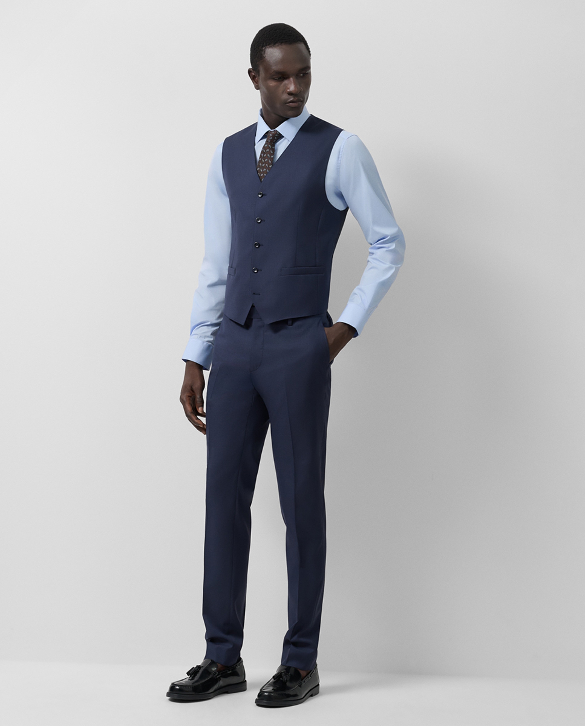 Fato Half Canvas Slim Fit Liso Azul-marinho-6