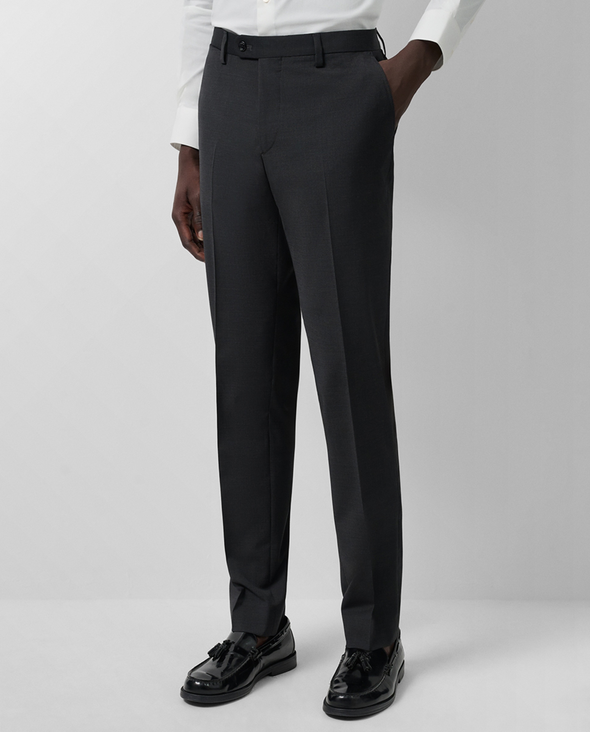 Fato Slim Fit Half Canvas Liso Cinzento-escuro-6