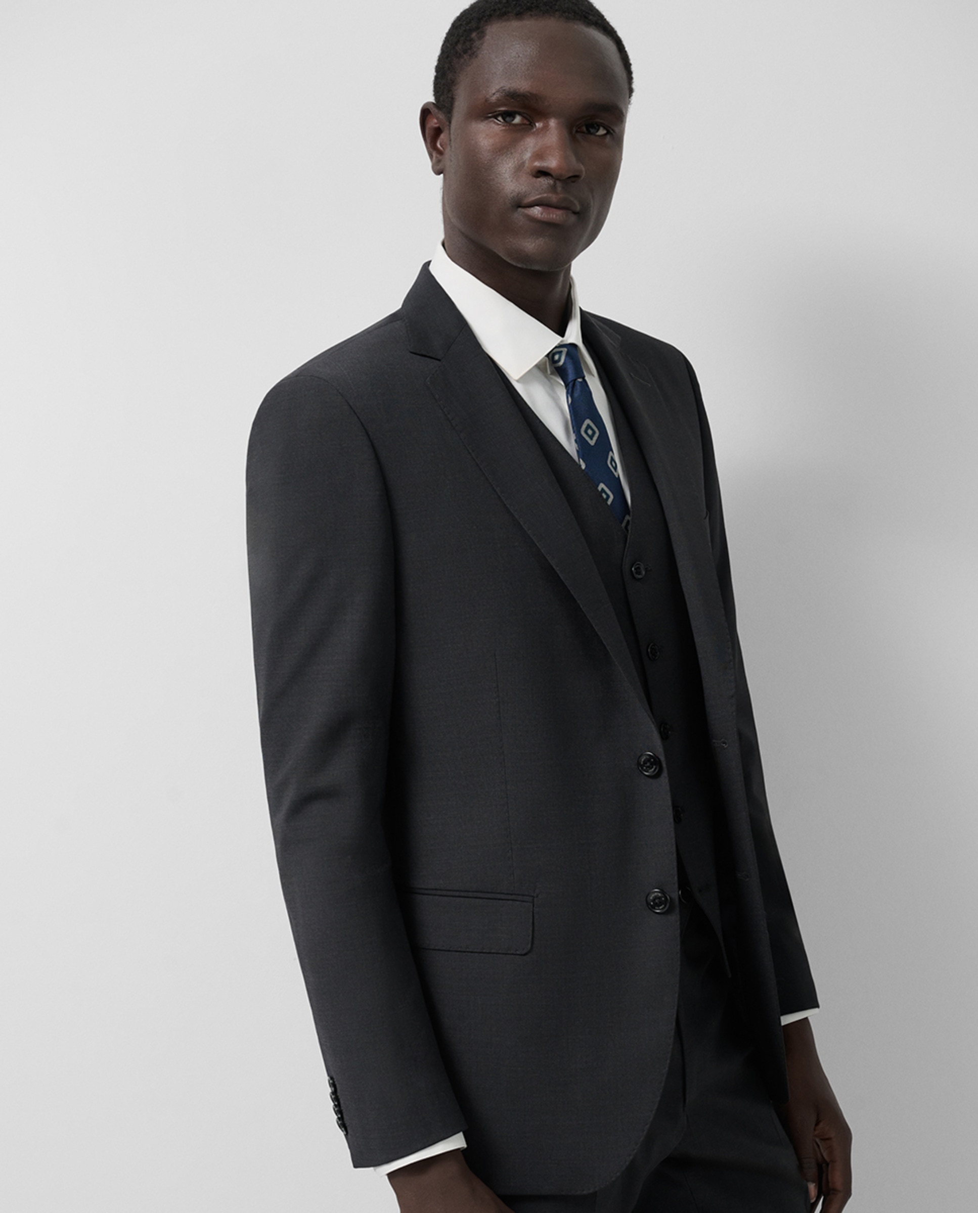 Fato Slim Fit Half Canvas Liso Cinzento-escuro-5