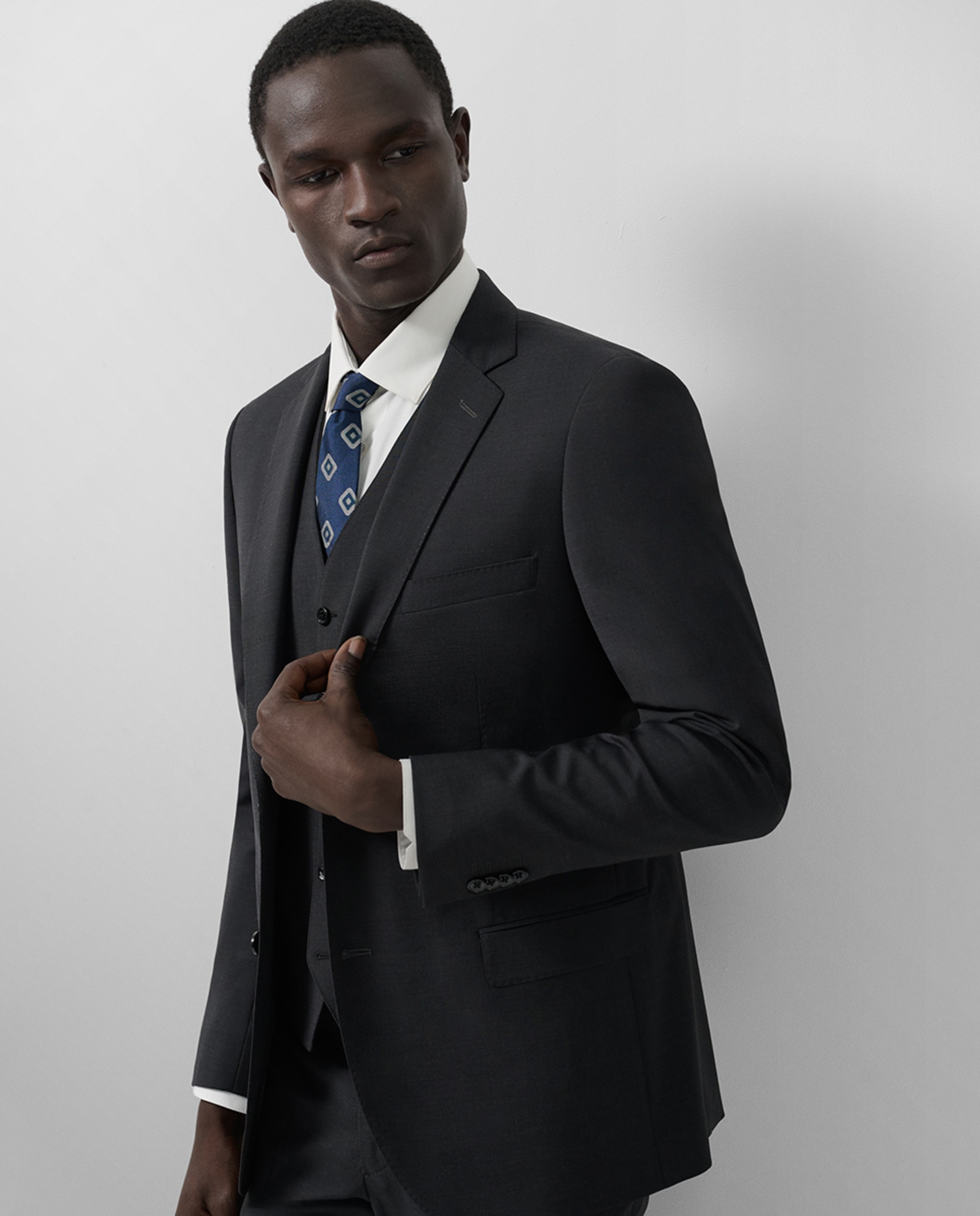 Fato Slim Fit Half Canvas Liso Cinzento-escuro-4