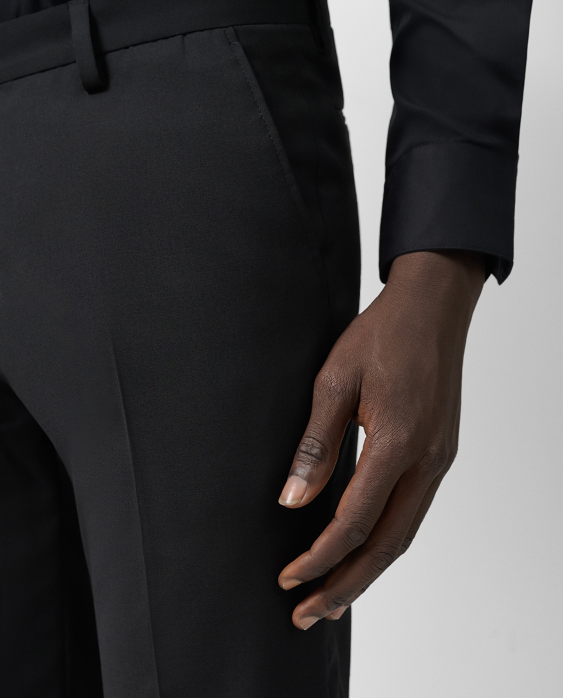 Fato Slim Fit Half Canvas Liso Preto-6