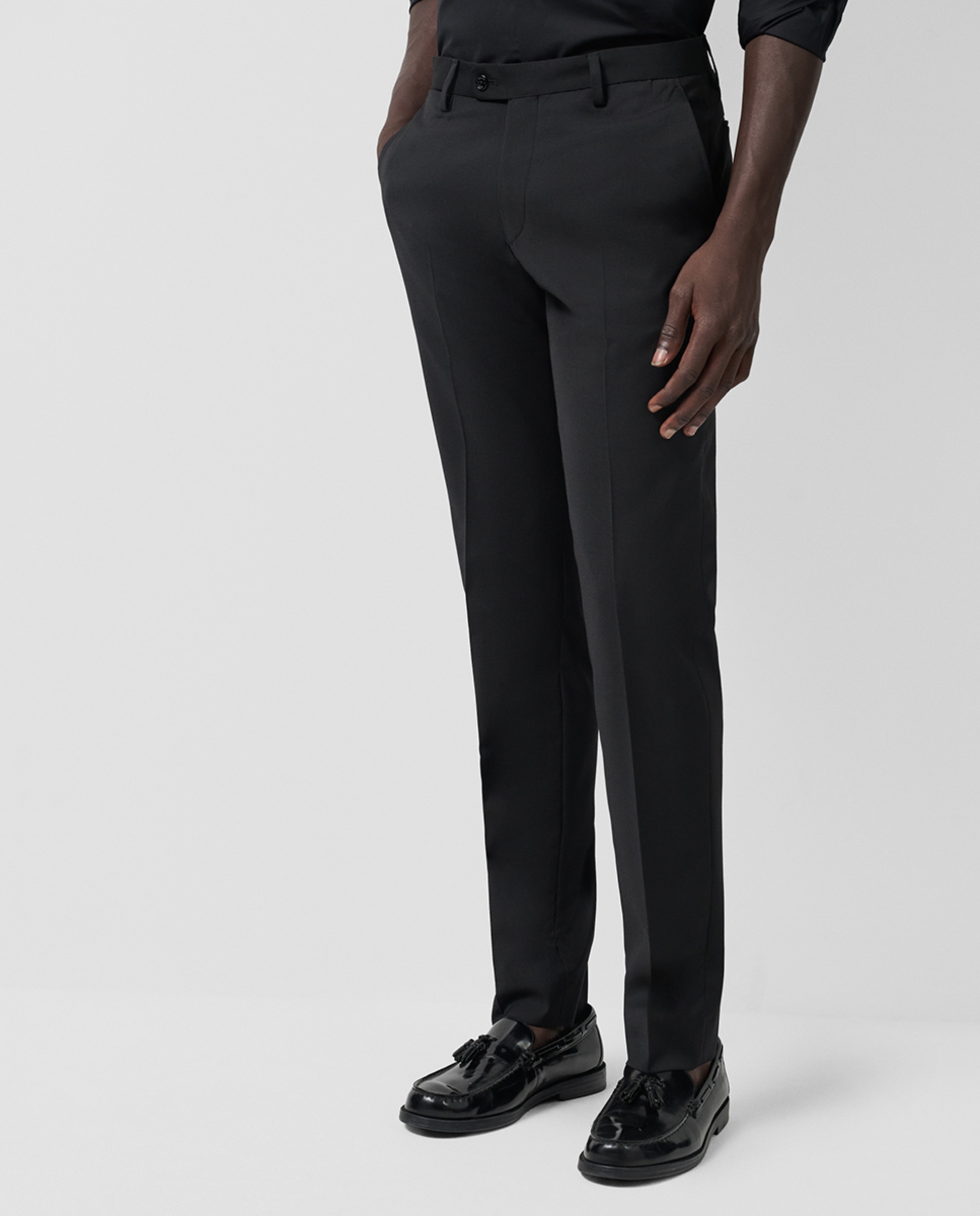 Fato Slim Fit Half Canvas Liso Preto-5