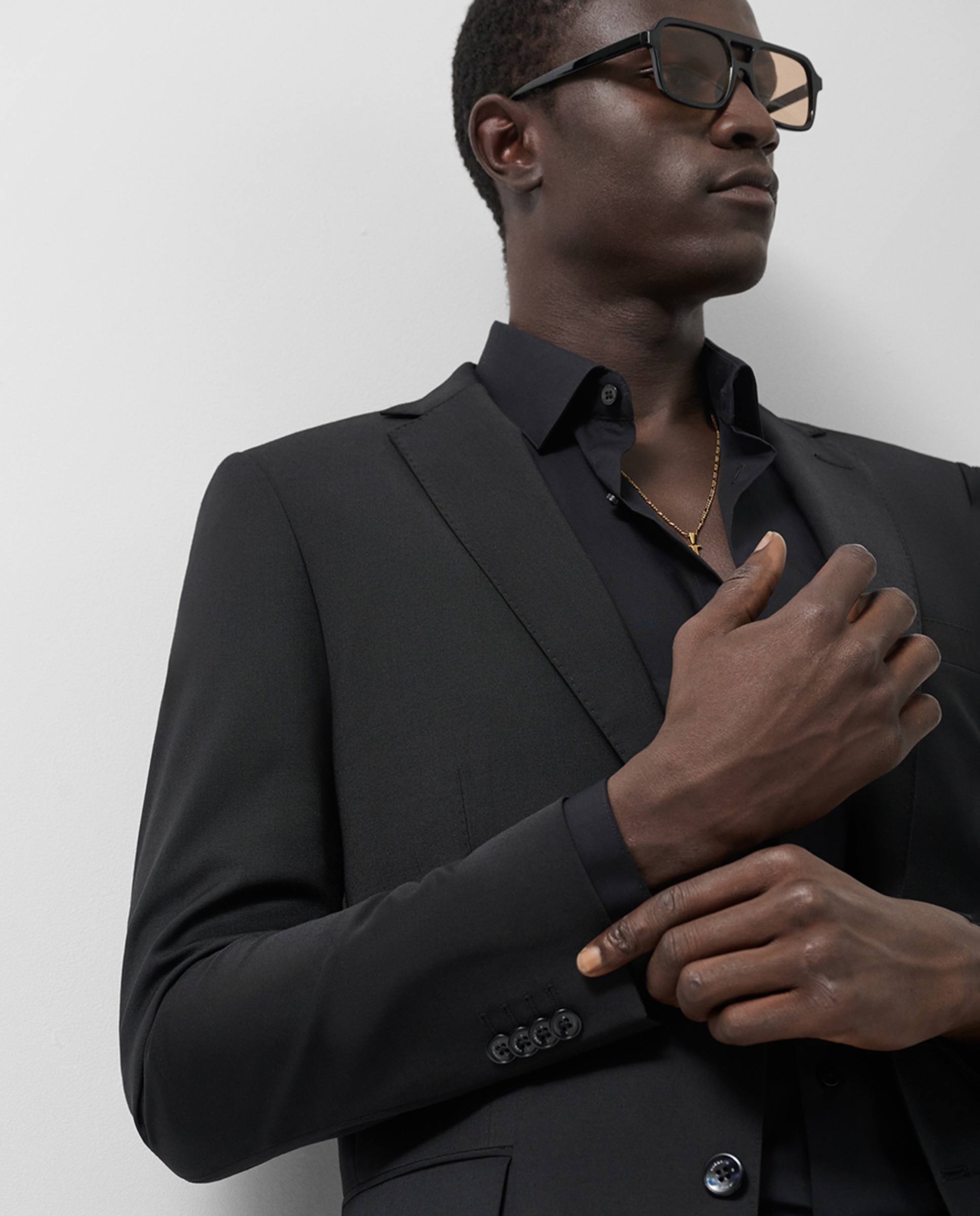 Fato Slim Fit Half Canvas Liso Preto-4