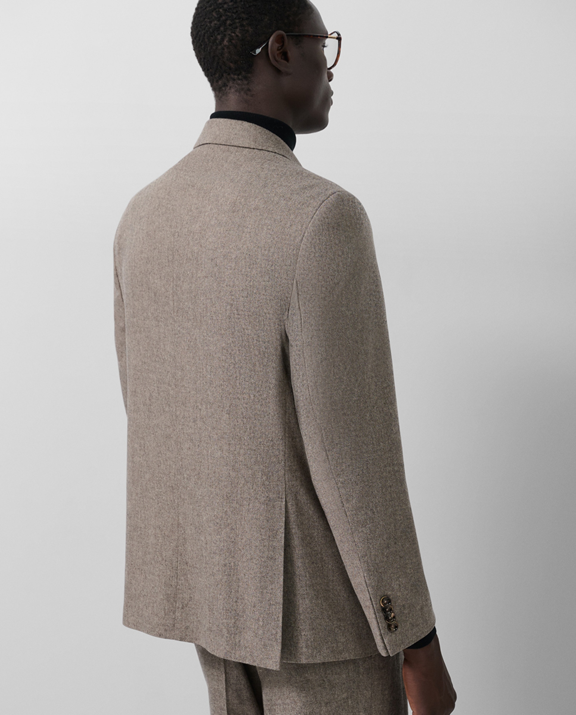 Casaco Separate Cruzado de Sarja Castanho-claro-2