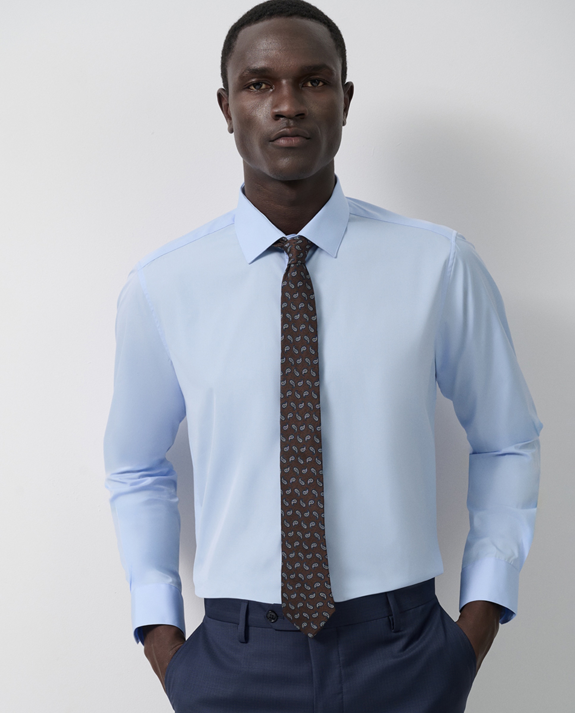 Camisa Formal Regular Fit Lisa Azul-claro-1