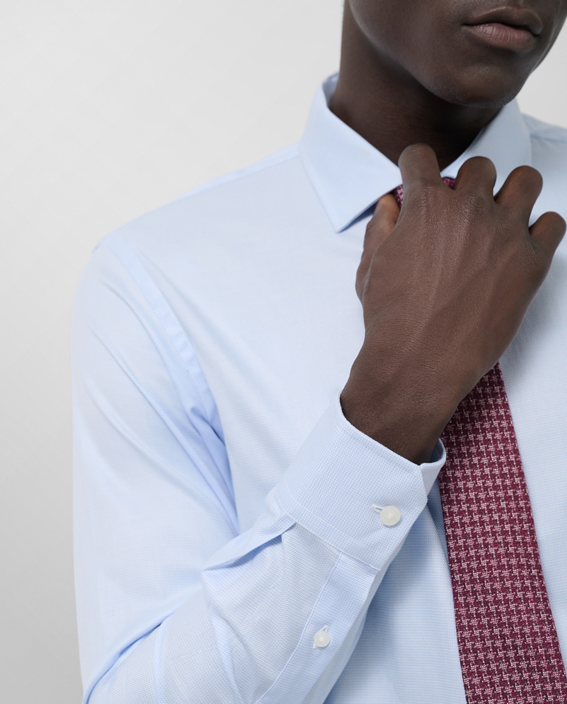 Camisa Clássica Slim Fit com Micro Desenho Azul-claro-3