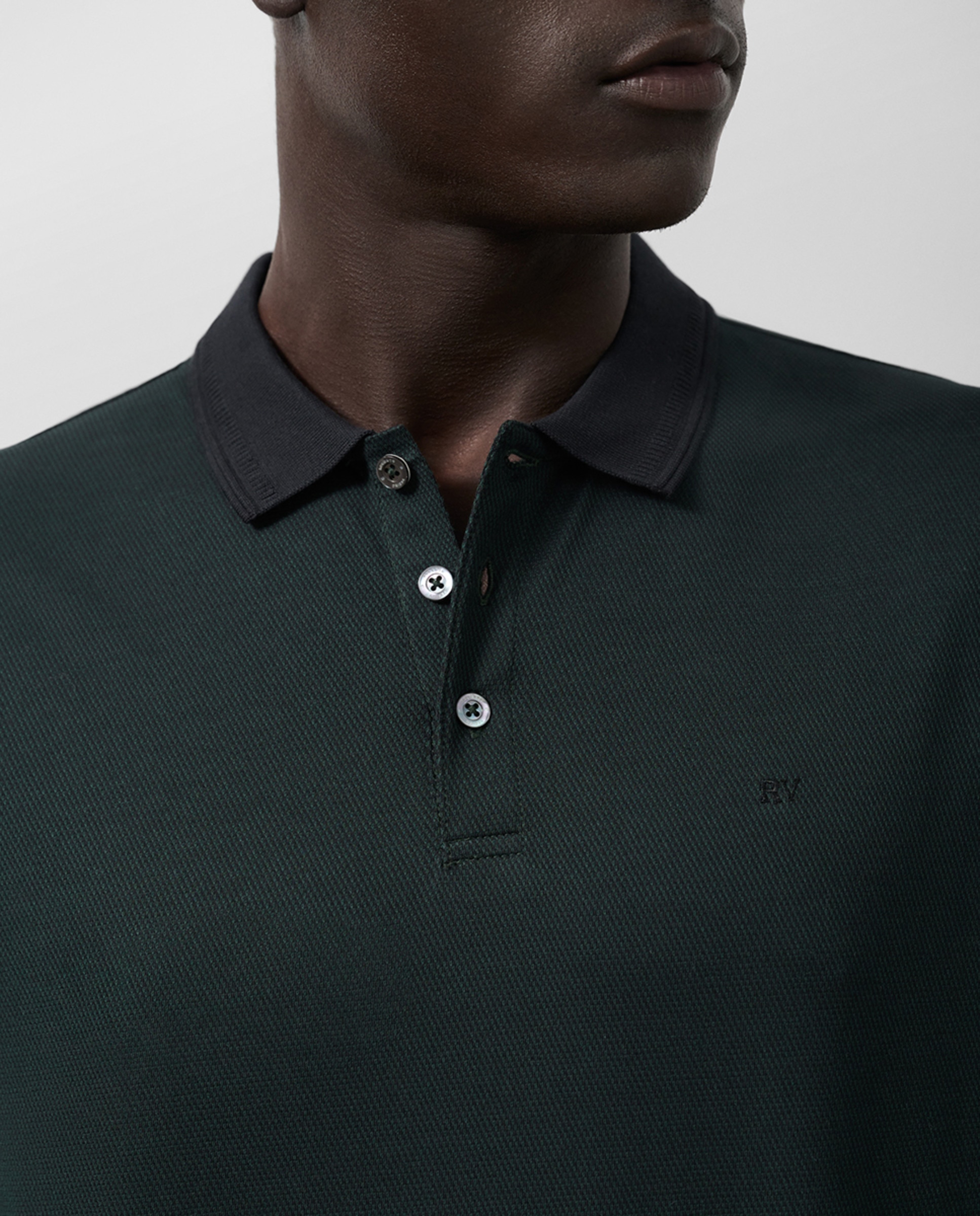 Polo de Manga Comprida com Jacquard Caqui-4