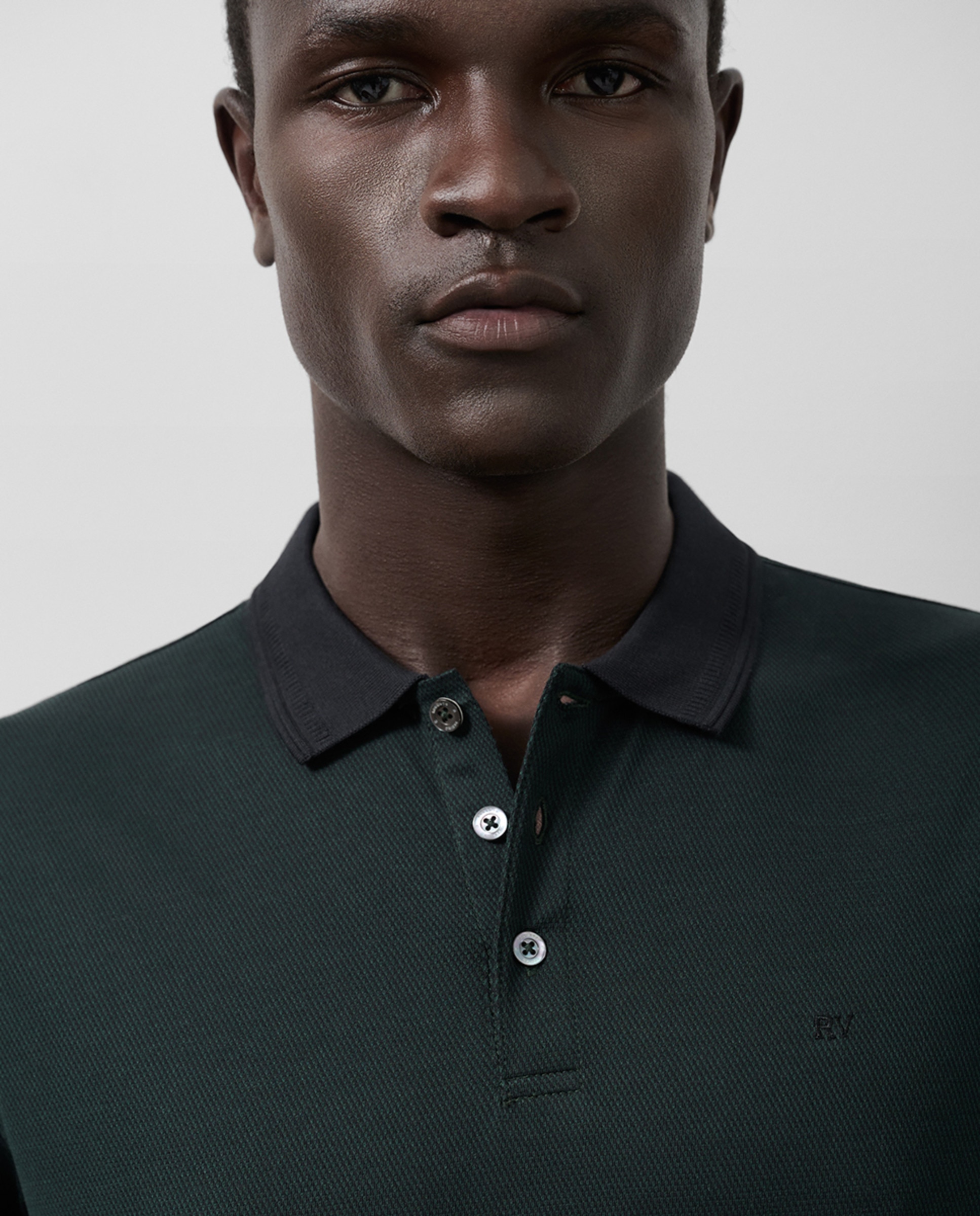 Polo de Manga Comprida com Jacquard Caqui-3