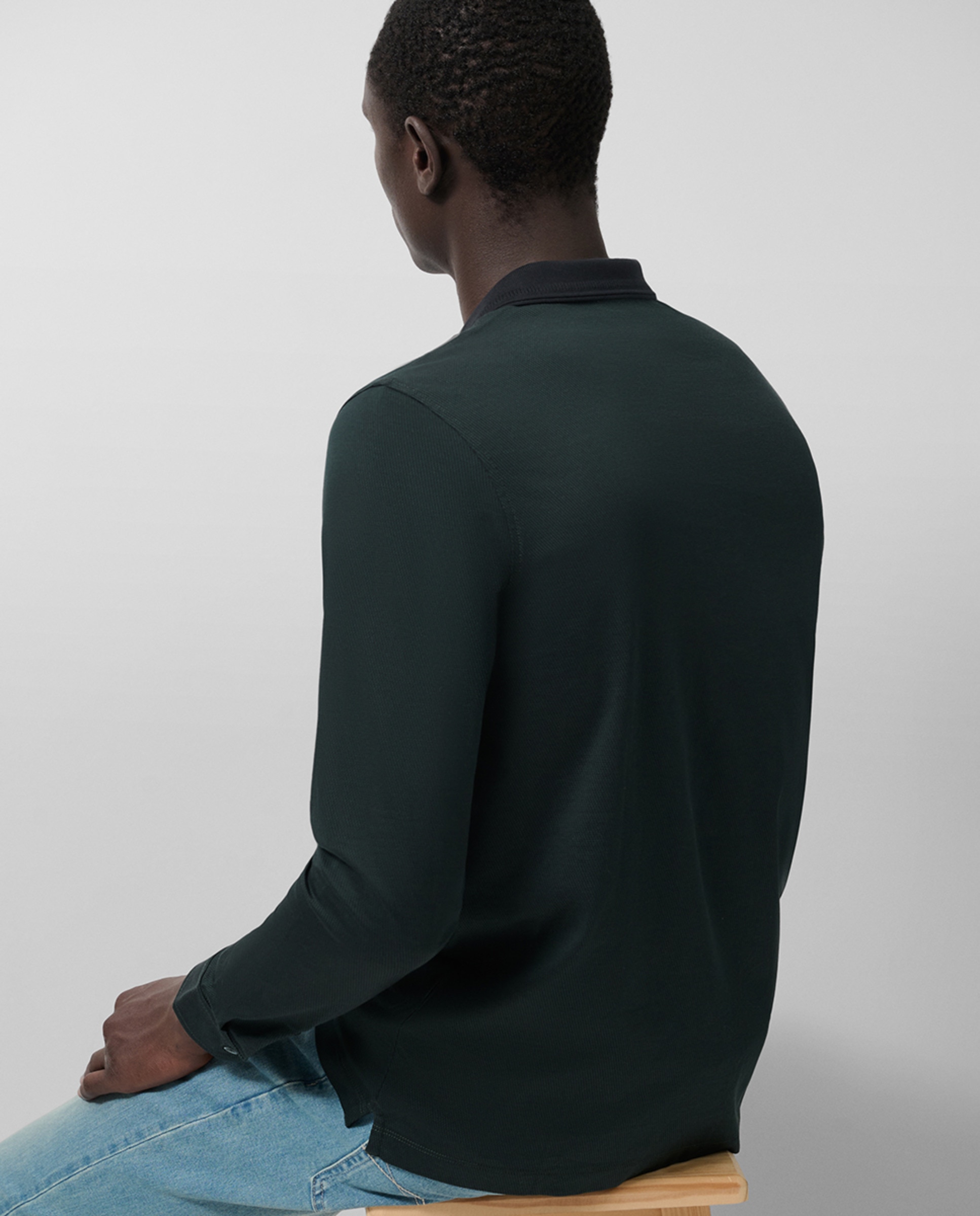 Polo de Manga Comprida com Jacquard Caqui-2