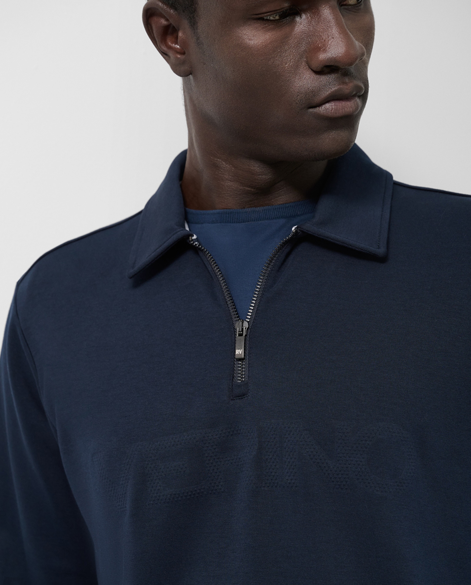 Sweatshirt com Gola de Meio Fecho de Correr e Logótipo Azul-marinho-3