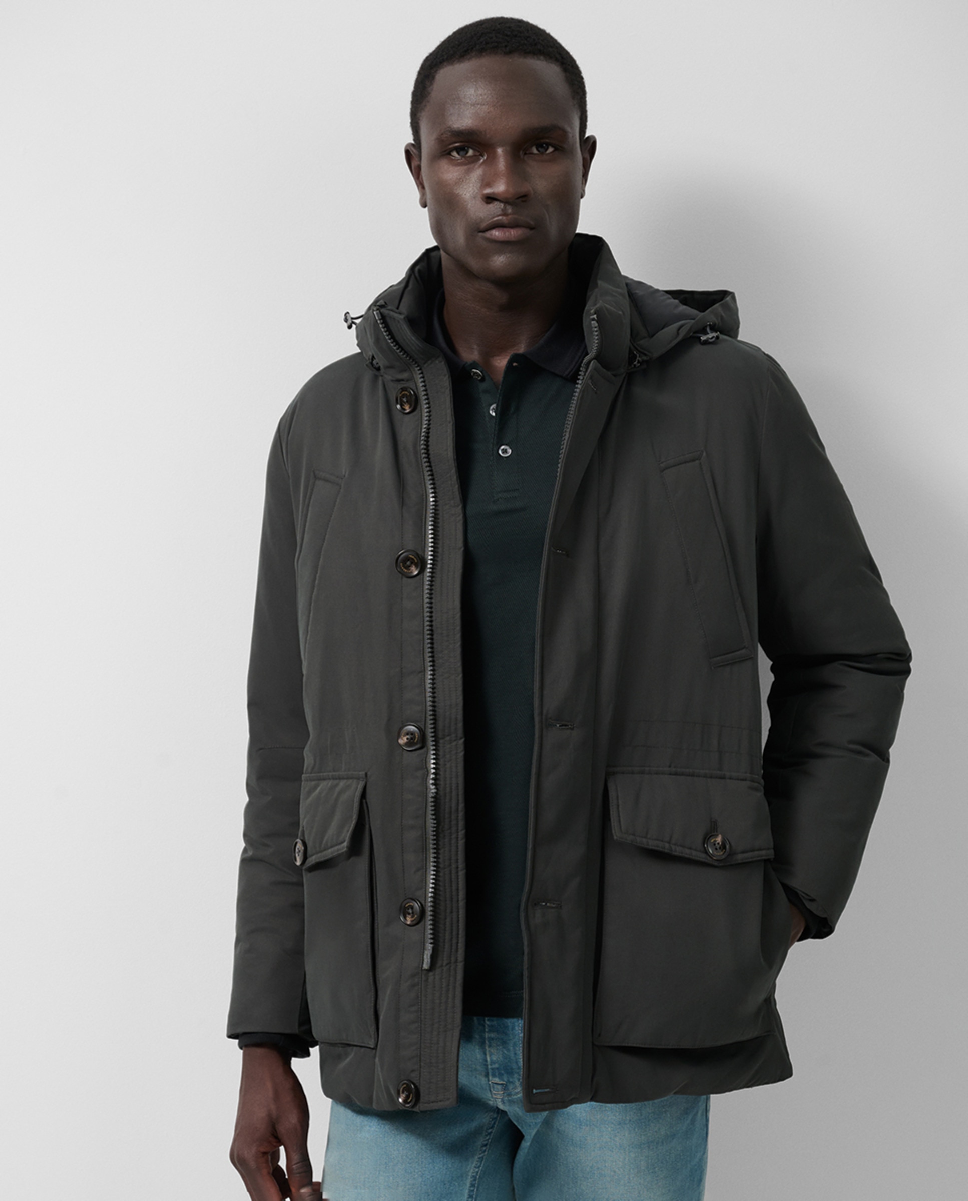 Parka Comprida Tipo Canadiana Acolchoada Caqui-1