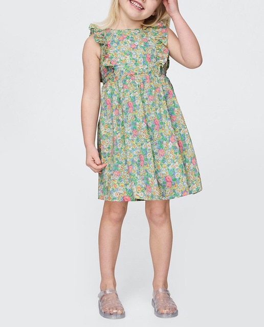 Imagen 0 de Vestido de algodón suave con cuello redondo y manga corta