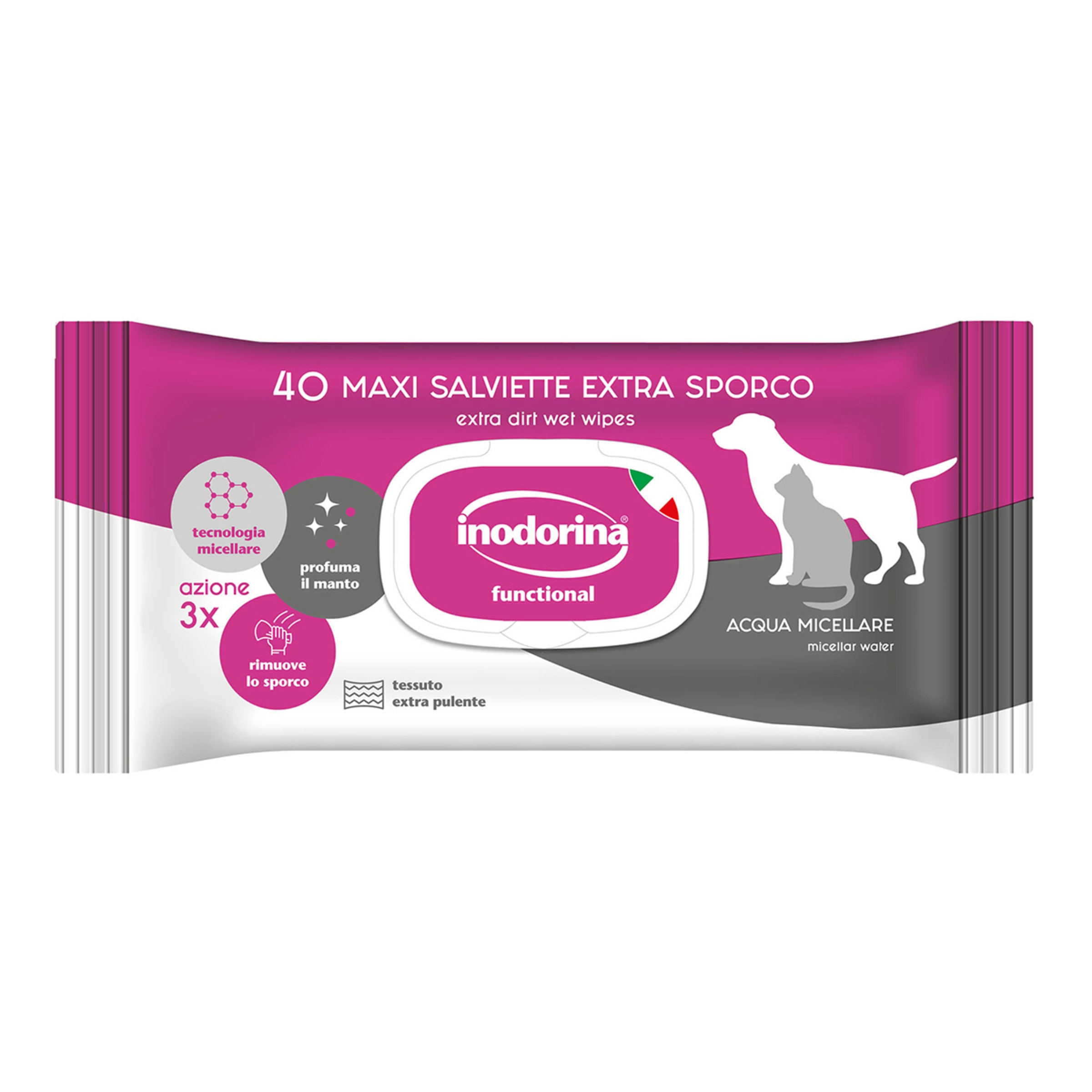 Imagen 0 de Toallitas Inodorina para perros y gatos Refresh Sensitive Agua Micelar