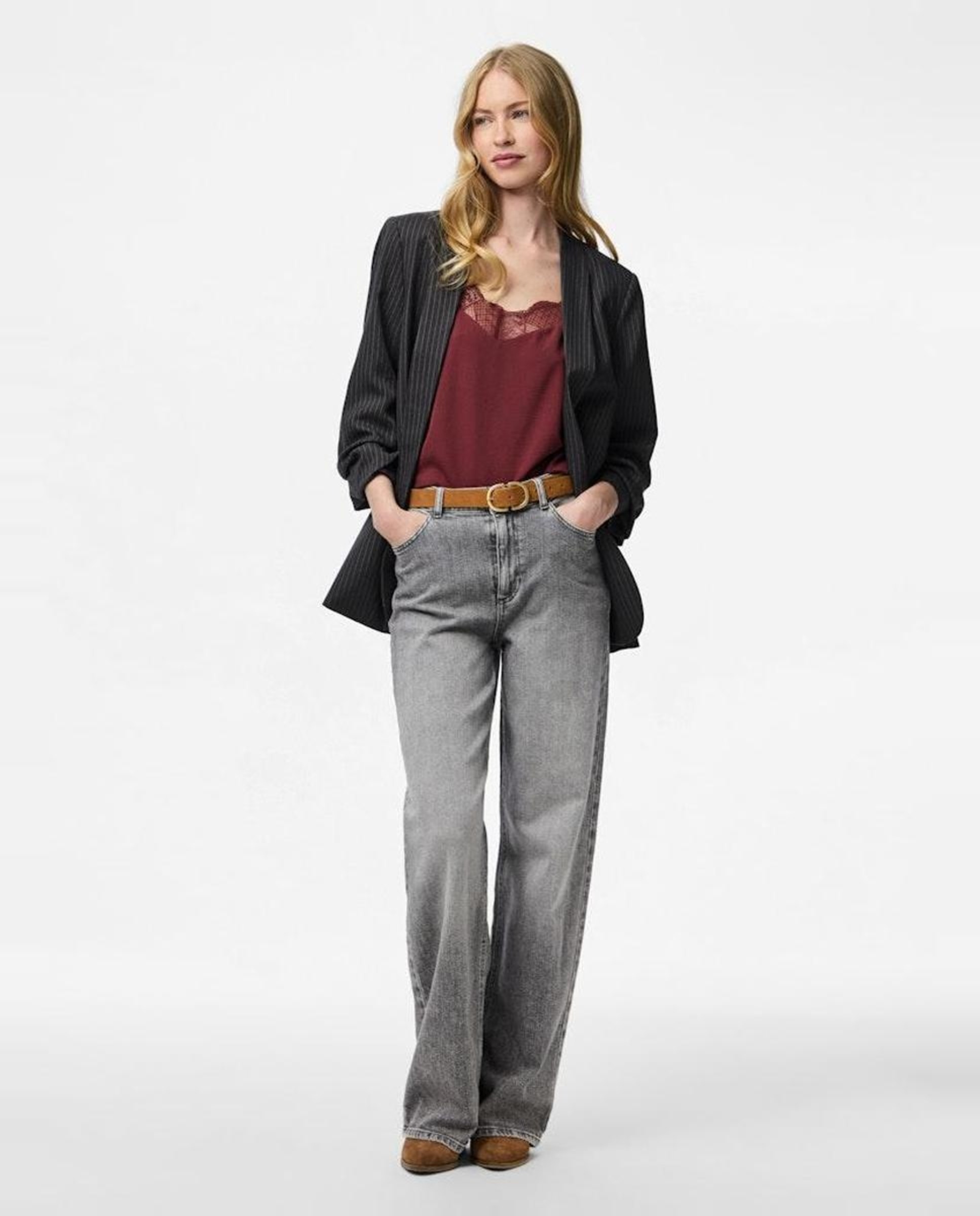 Top Rendilhado de Alças Vermelho/Grená-3