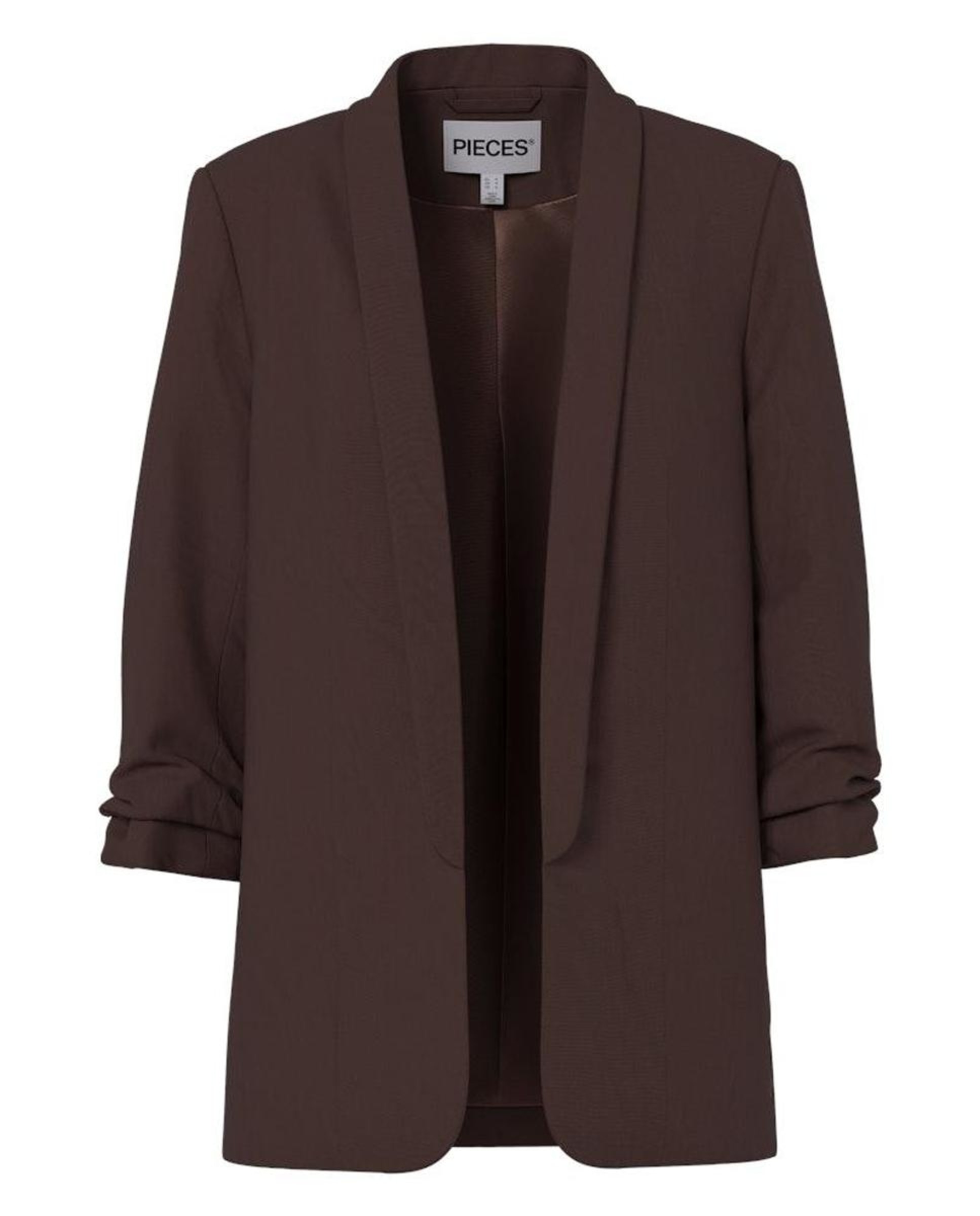 Blazer de mujer con mangas 3/4 y cuellos de solapa - Pieces - Marrón oscuro Marrón oscuro-5