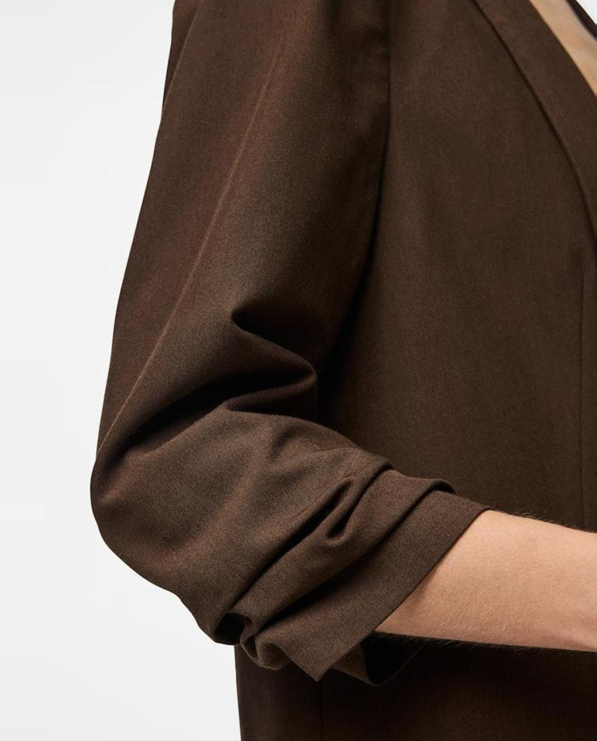 Blazer de mujer con mangas 3/4 y cuellos de solapa - Pieces - Marrón oscuro Marrón oscuro-4