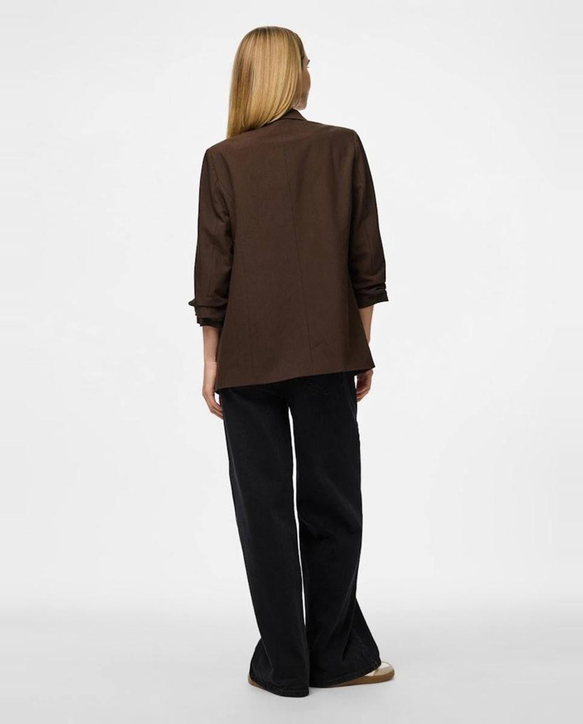 Blazer de mujer con mangas 3/4 y cuellos de solapa - Pieces - Marrón oscuro Marrón oscuro-3