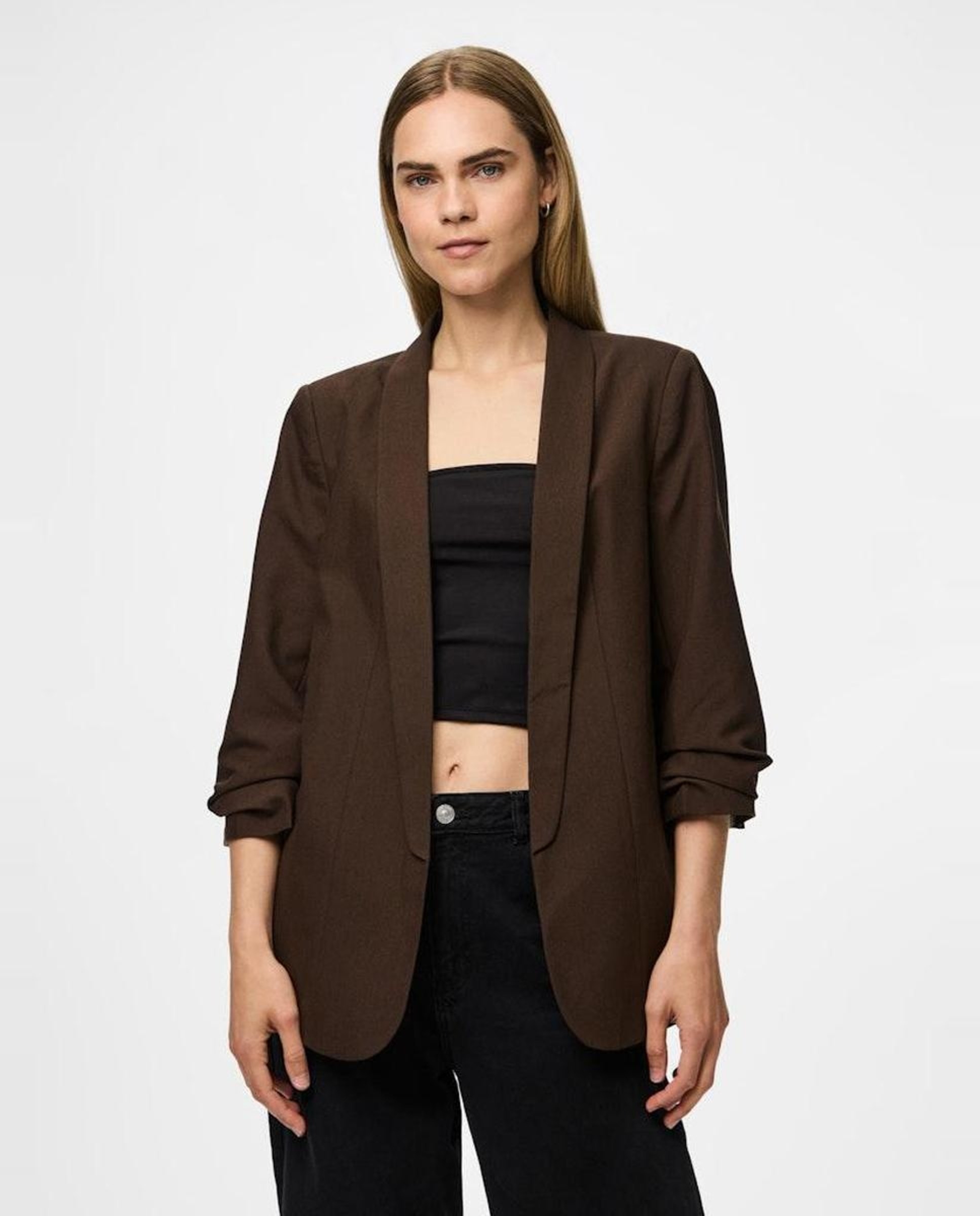 Imagem 0 de Blazer com mangas 3/4 e gola de lapela