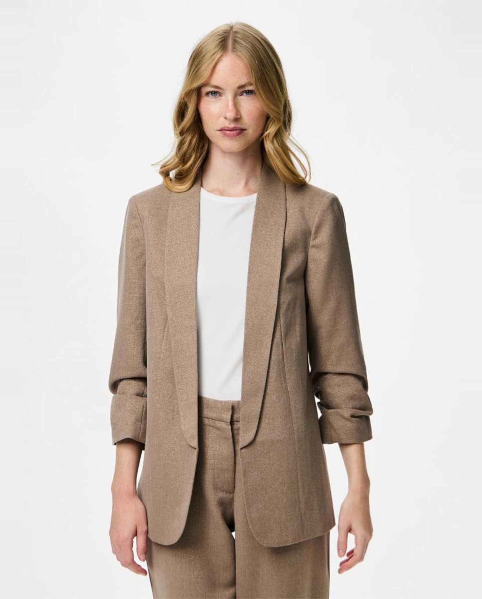 Blazer com Manga 3/4 Castanho-claro-1