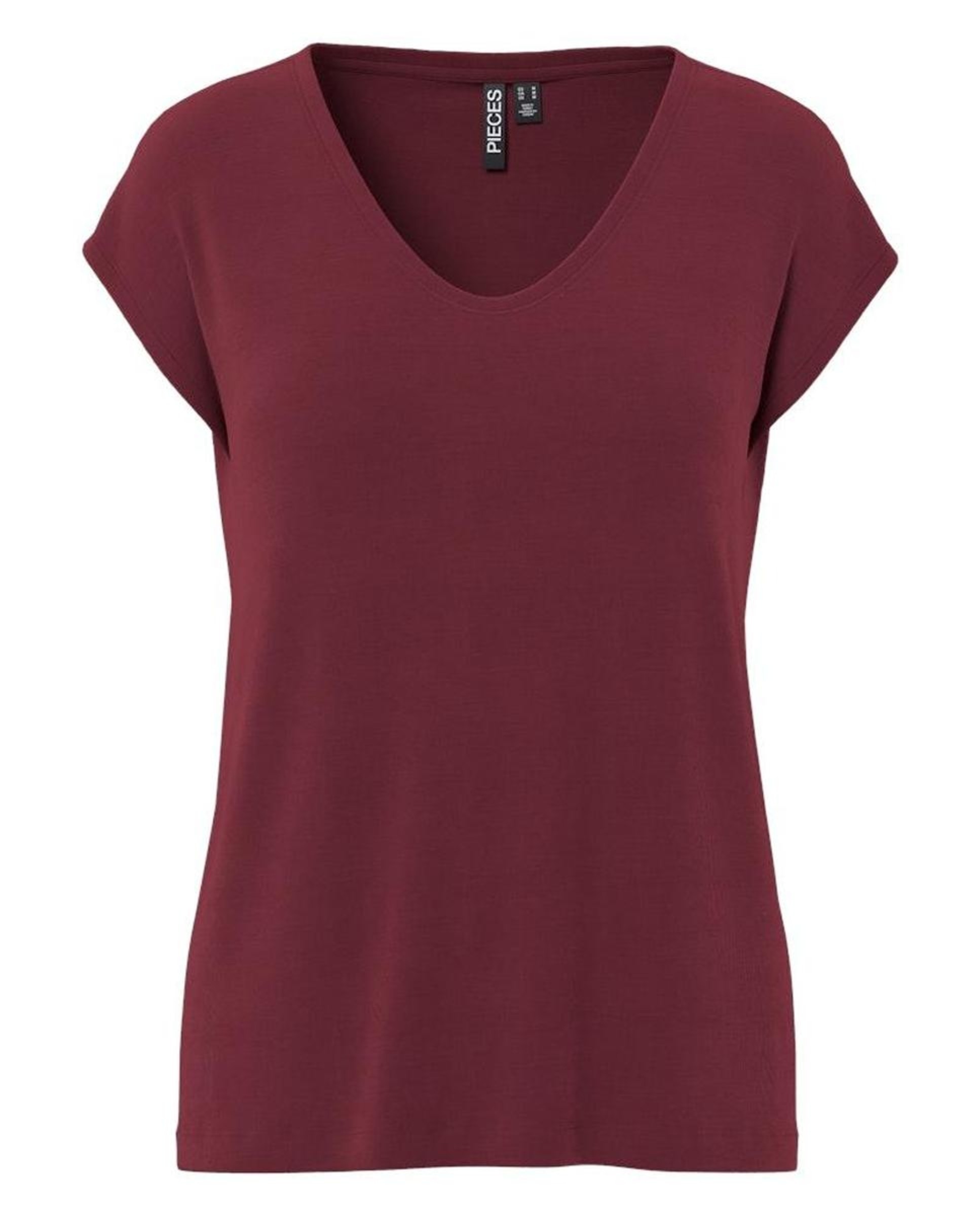 T-shirt básica de modal com manga curta Vermelho/Grená-5