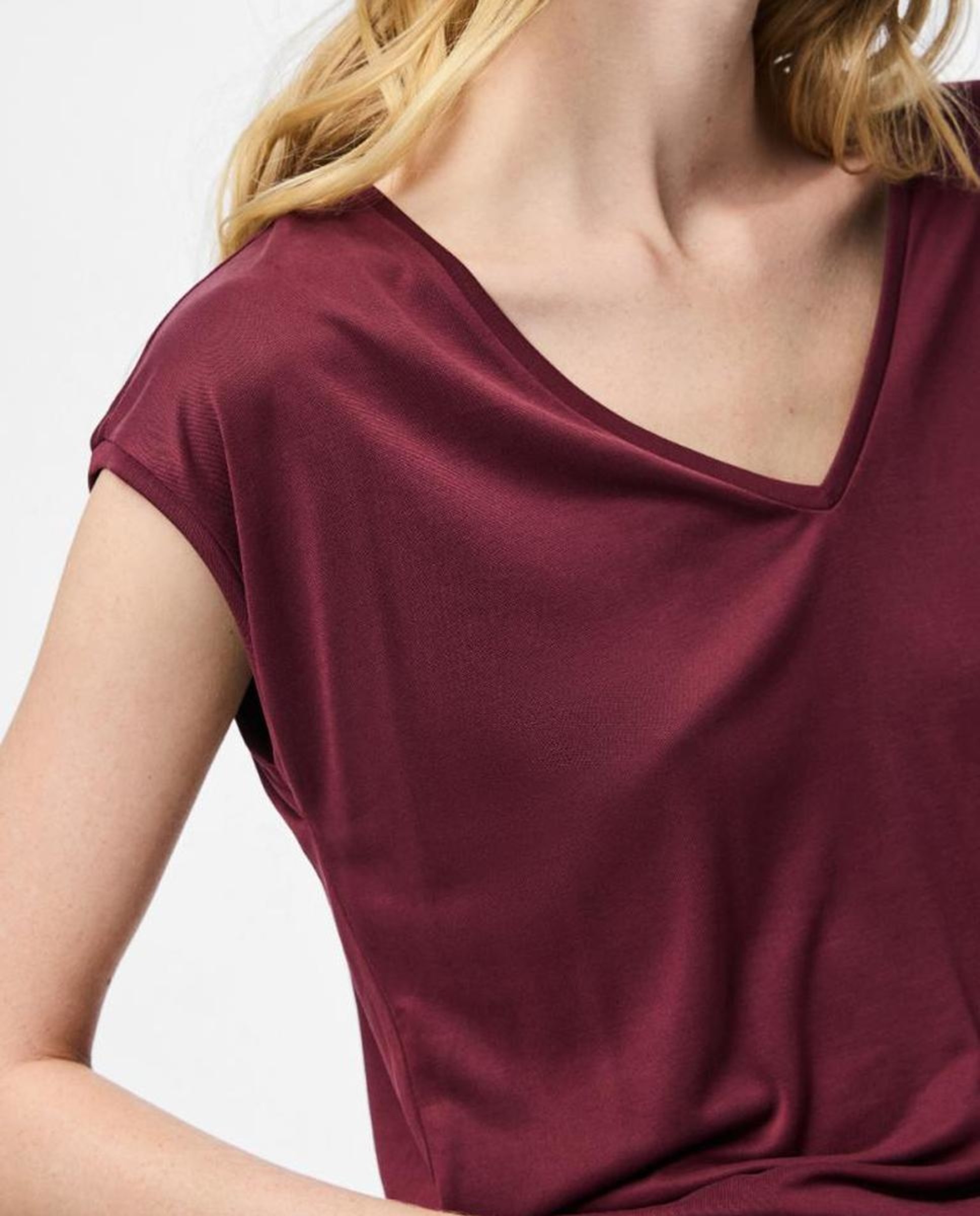 T-shirt básica de modal com manga curta Vermelho/Grená-4