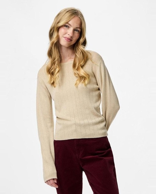 Imagen 0 de Jersey punto fino de lurex de manga larga de mujer