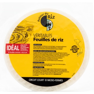 Folhas de Arroz Branco 22 cm embalagem 150 g - Autour Du Riz