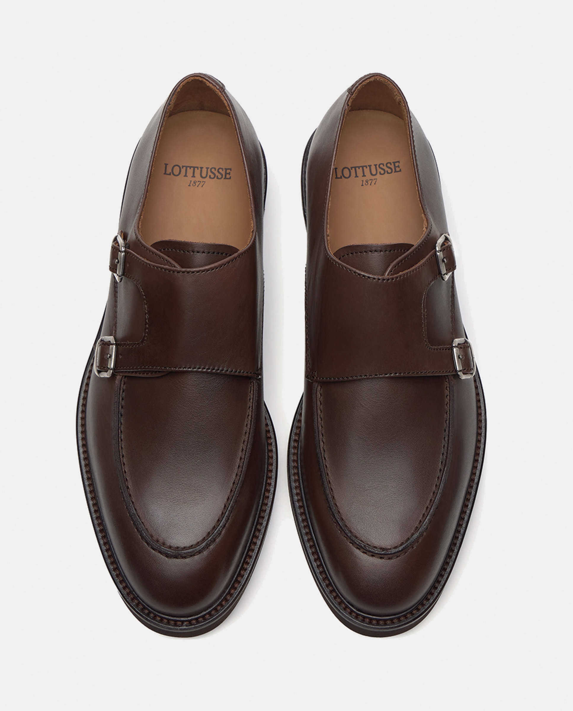 Bluchers em Pele com Fivela Dupla Baltimore Castanho-escuro-5