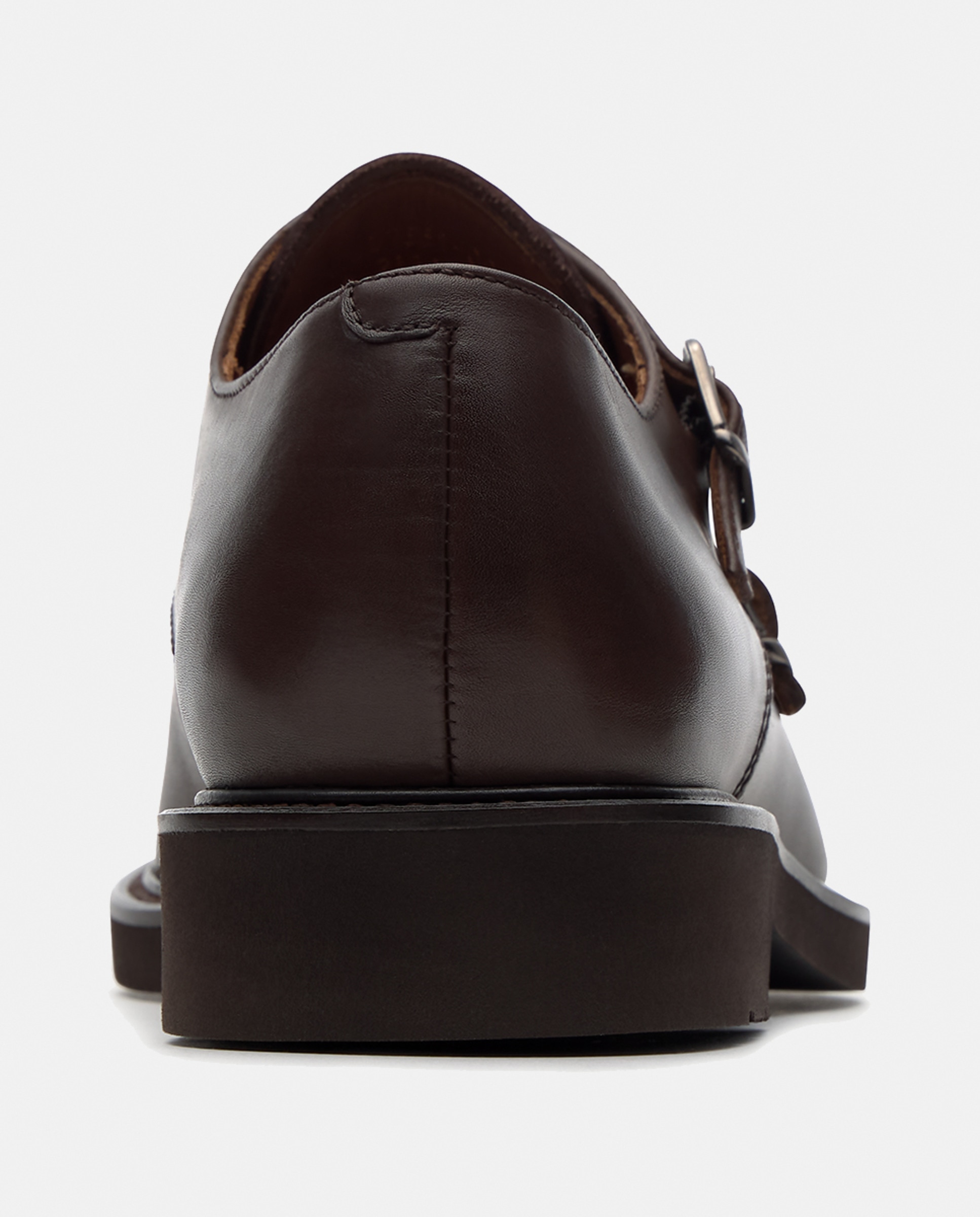 Bluchers em Pele com Fivela Dupla Baltimore Castanho-escuro-4