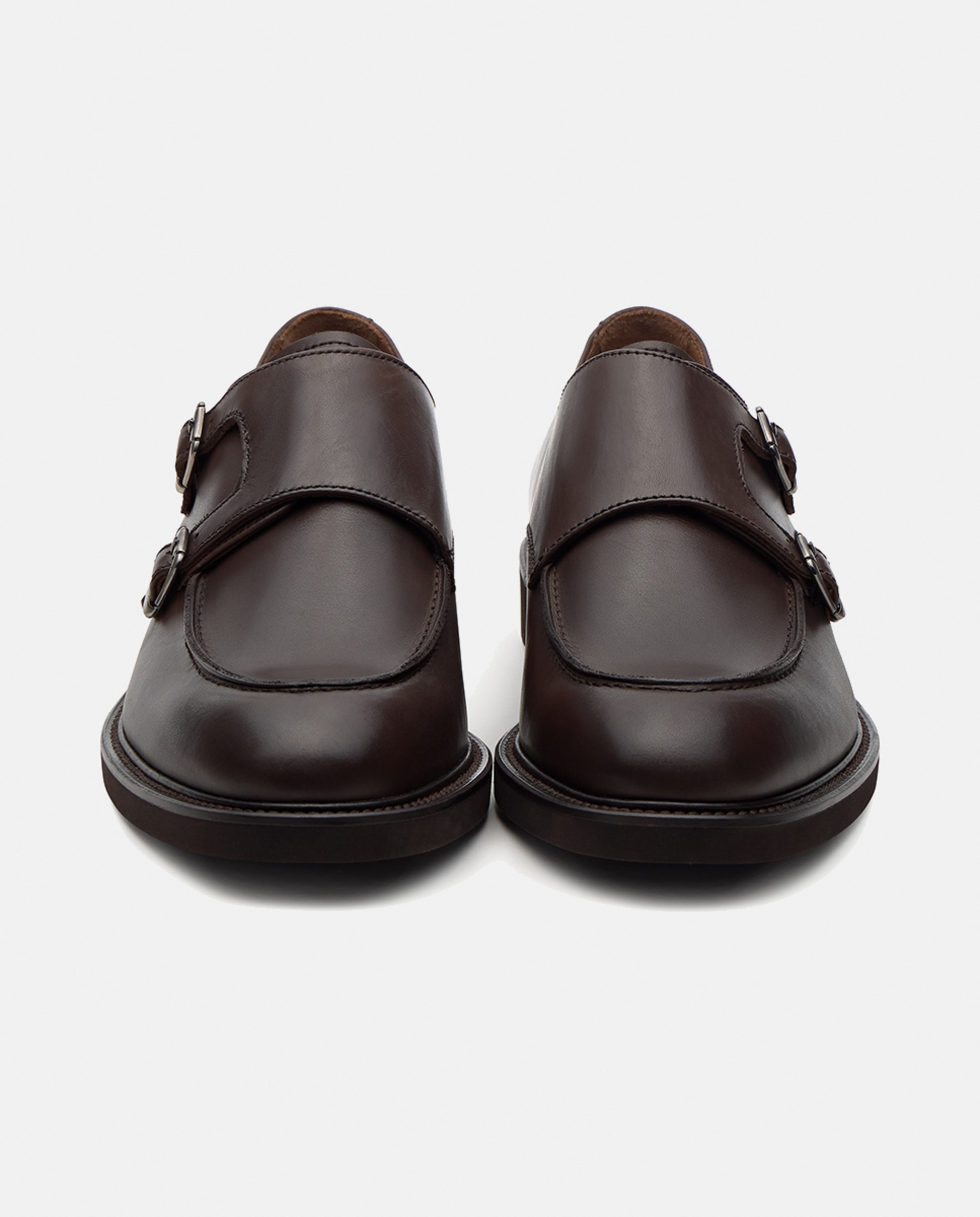 Bluchers em Pele com Fivela Dupla Baltimore Castanho-escuro-3