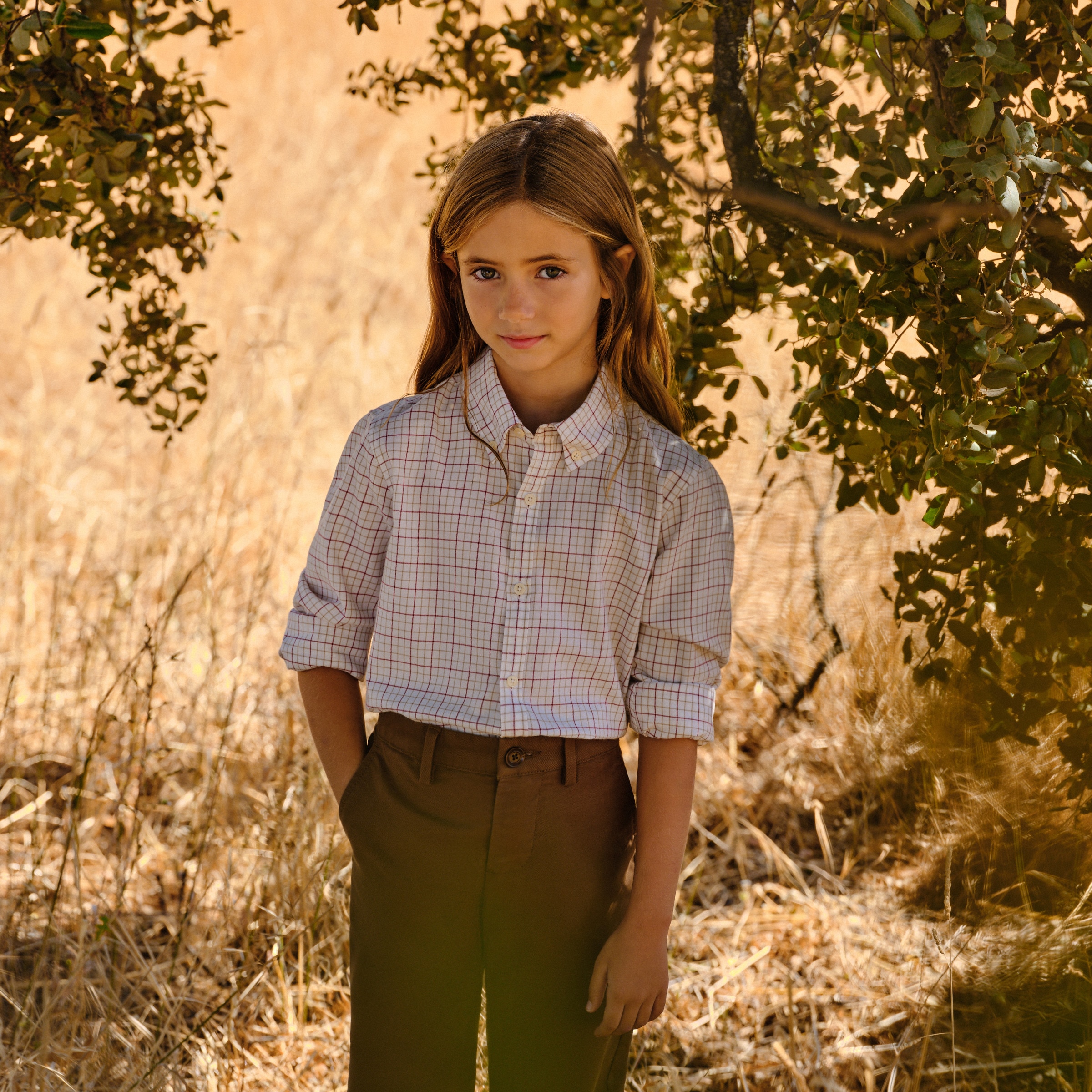 Camisa aos quadrados Bege-1