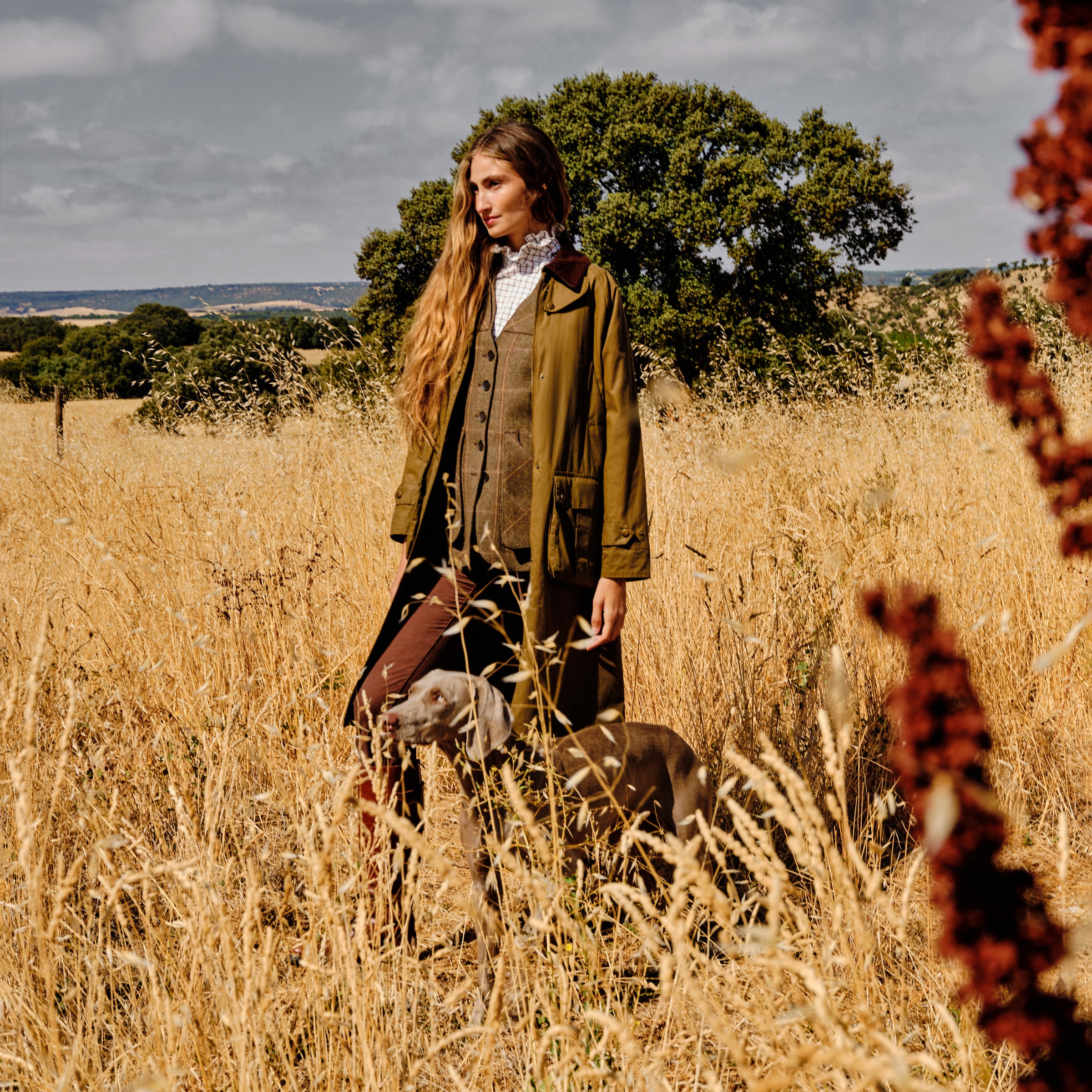 Sobretudo Comprido Encerado de Mulher Castanho-1