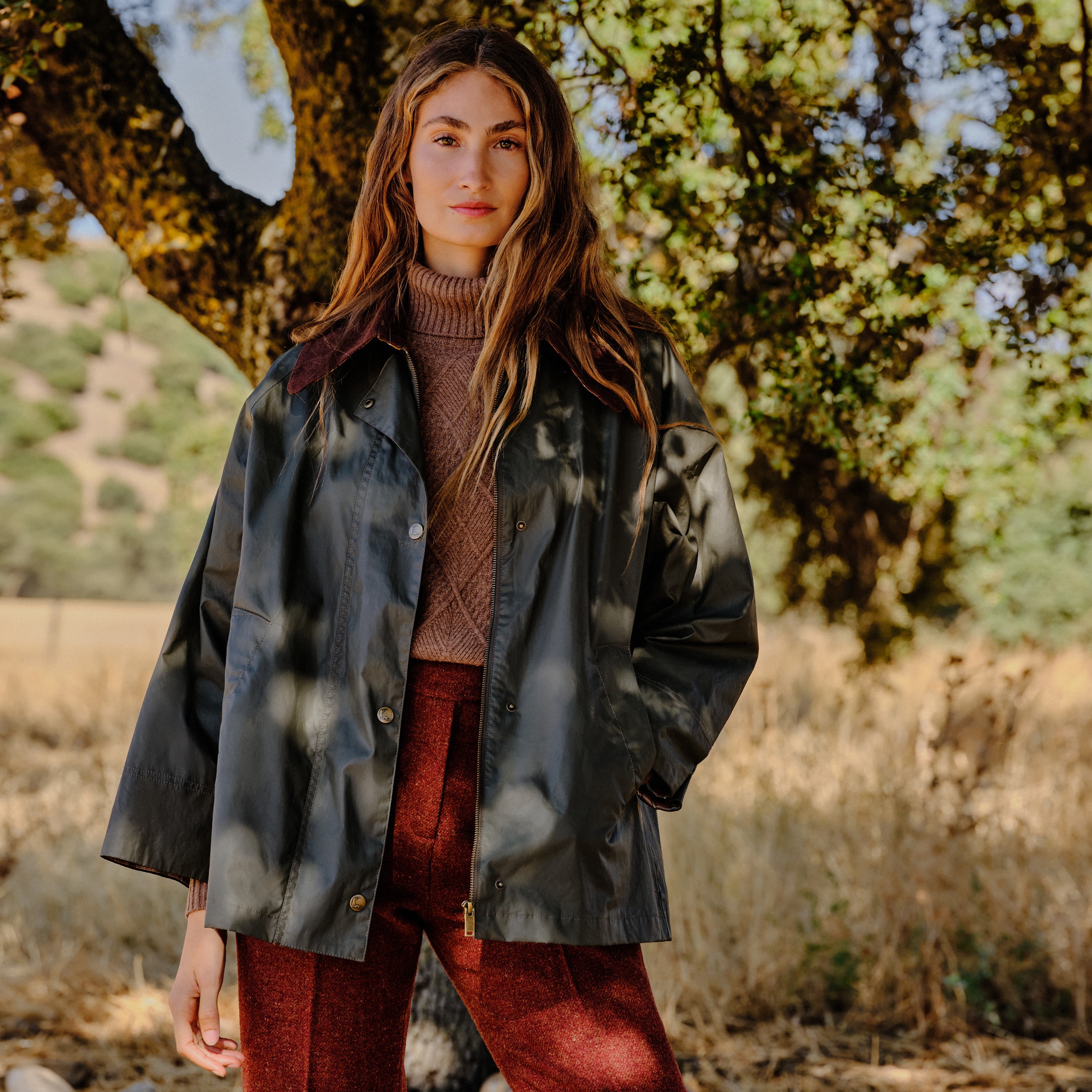 Sobretudo Tipo Capa de Mulher Verde-1