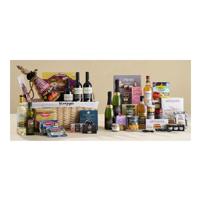 Imagen 0 de Cesta de mimbre 6 con jamón raza Duroc La Hoguera