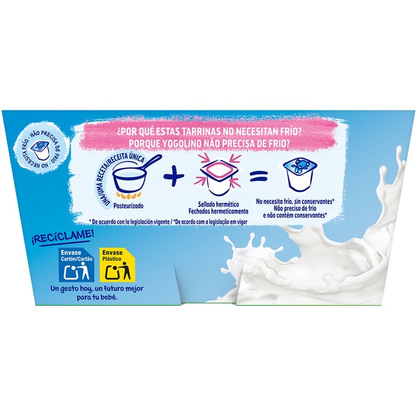 Plain dairy dessert, gluten-free, no added sugar ages 6+ months 4-pack tubs 100 g